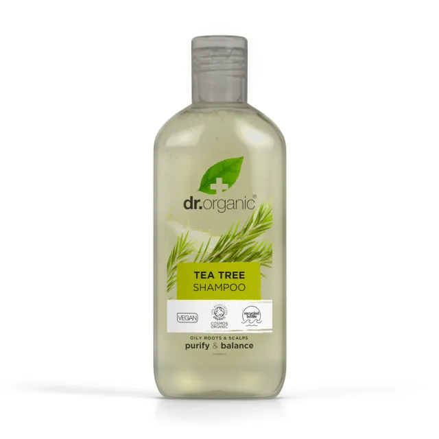 Dr Organic Tea Tree Shampoo 265ml capelli grassi menta