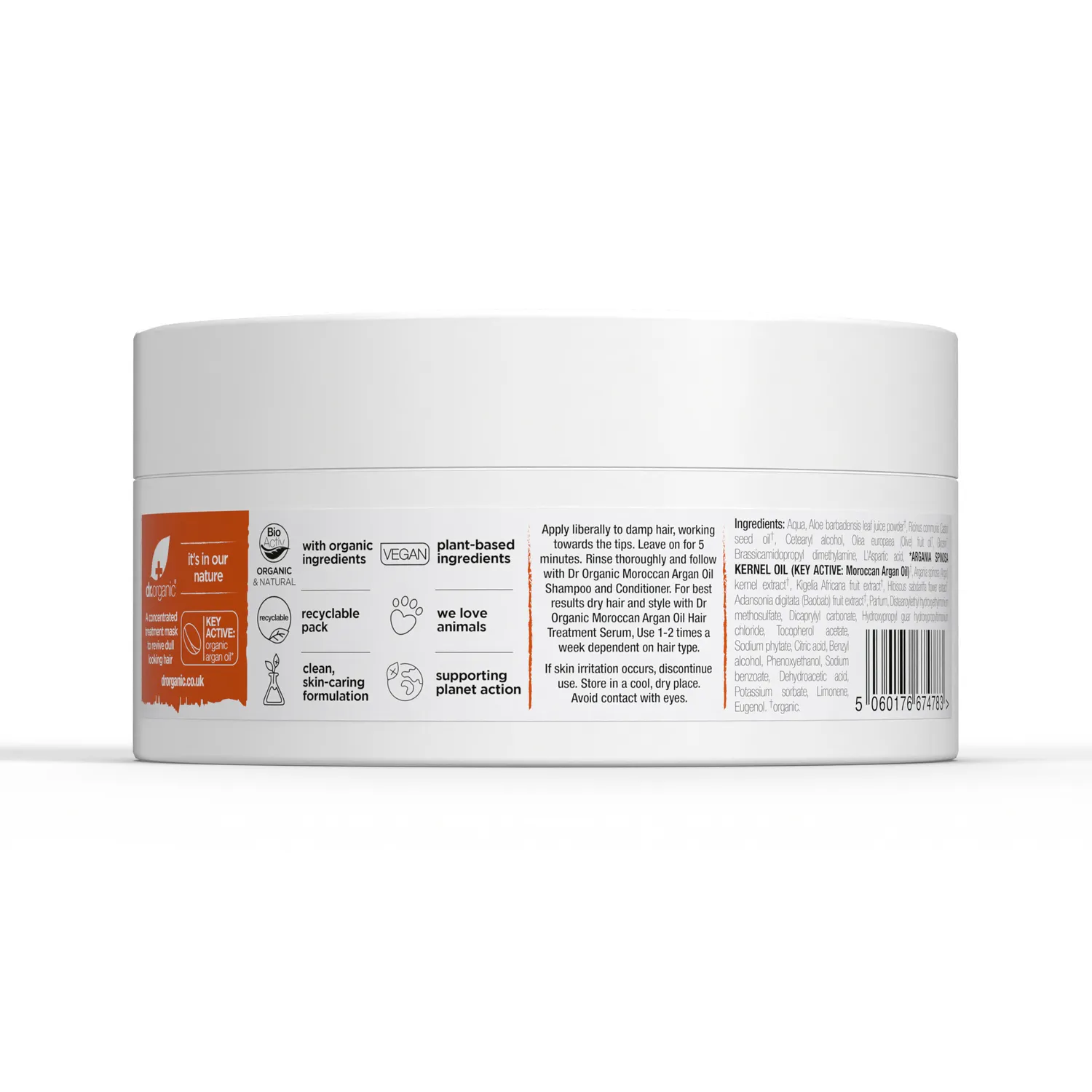 Dr Organic Moroccan Argan Oil maschera capelli 200ml anticrespo