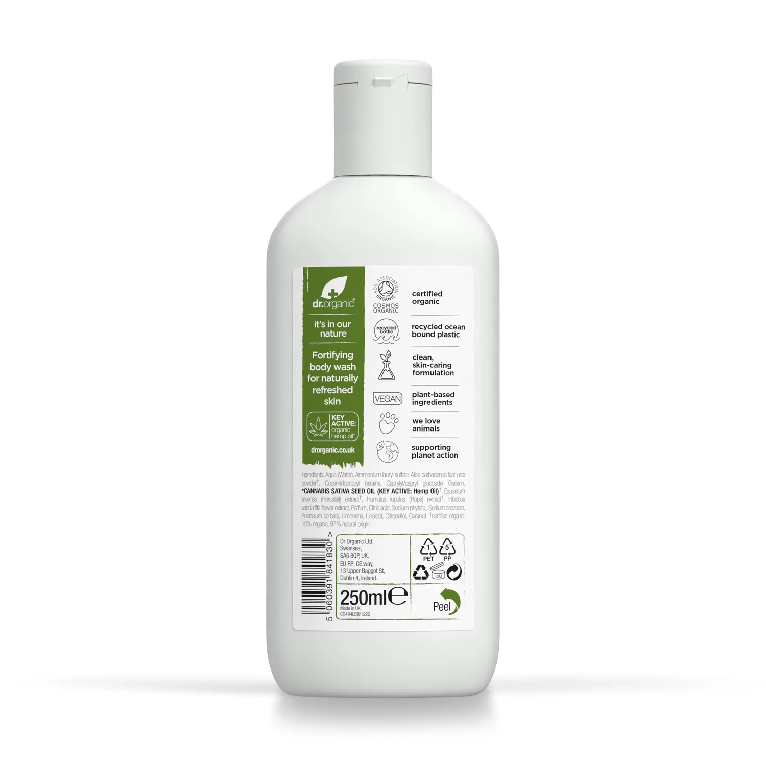 Dr Organic Hemp Rescue bagnodoccia olio canapa 250ml rivitalizzante