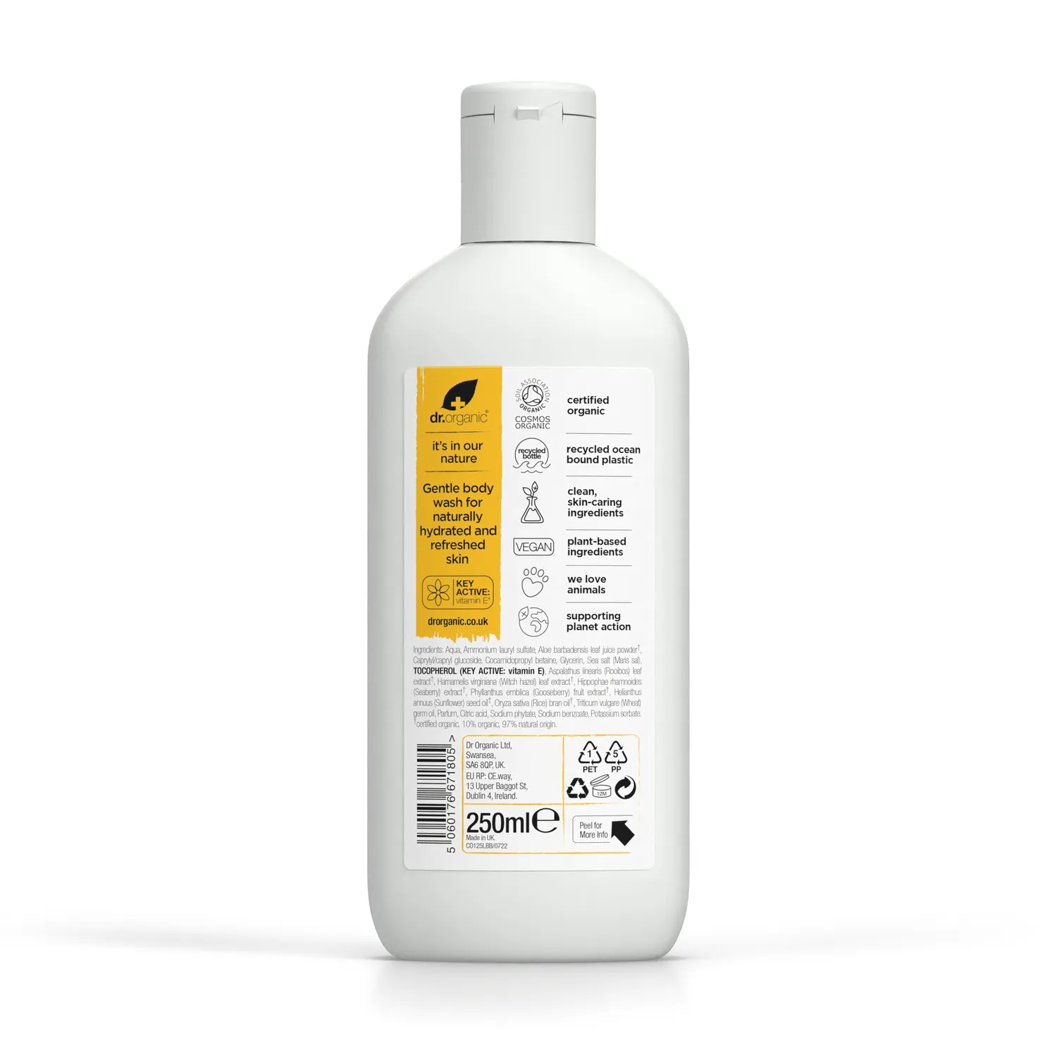 Dr Organic Vitamin E Body Wash detergente corpo 250ml idratante
