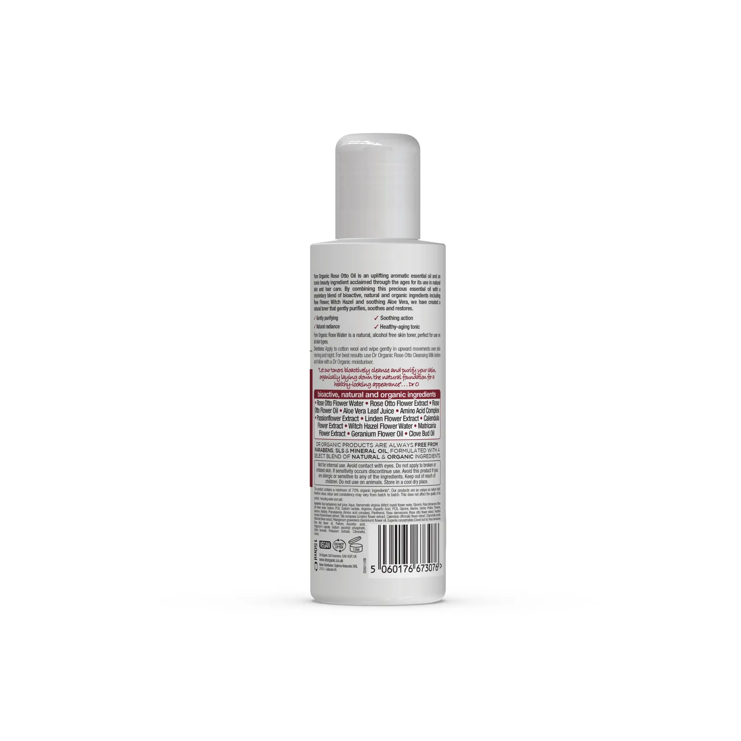 Dr Organic Rose Otto tonico viso 150ml rosa lenitivo