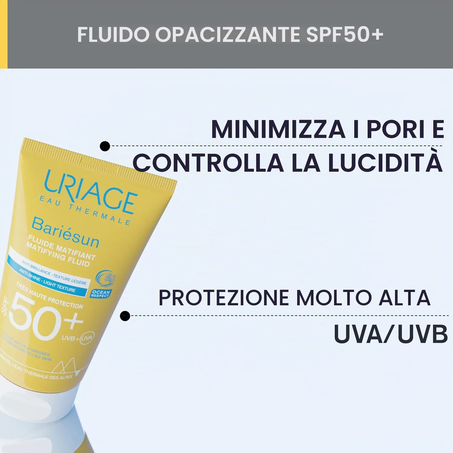 Uriage Bariésun Fluido Opaco Solare SPF50+ 50 ml Sebo