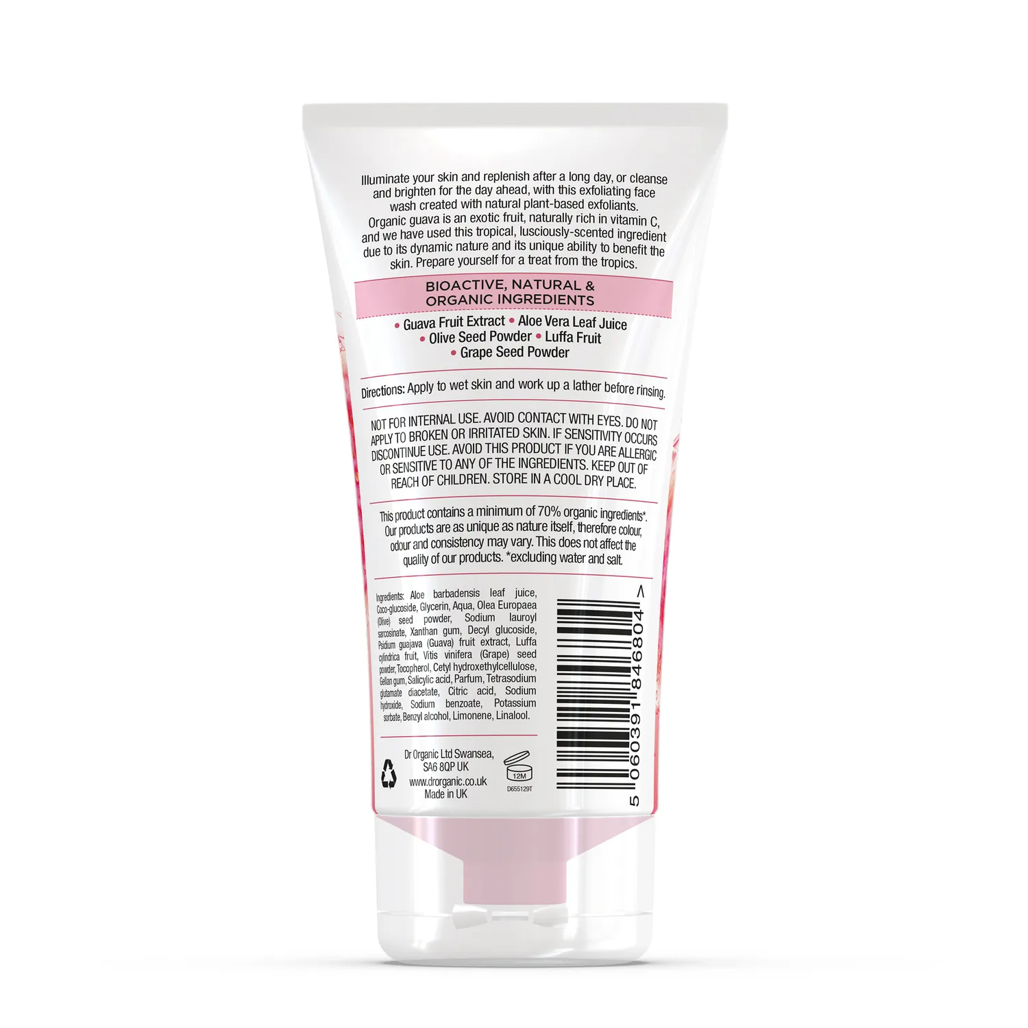 Dr Organic Guava Face Wash detergente 150ml esfoliante