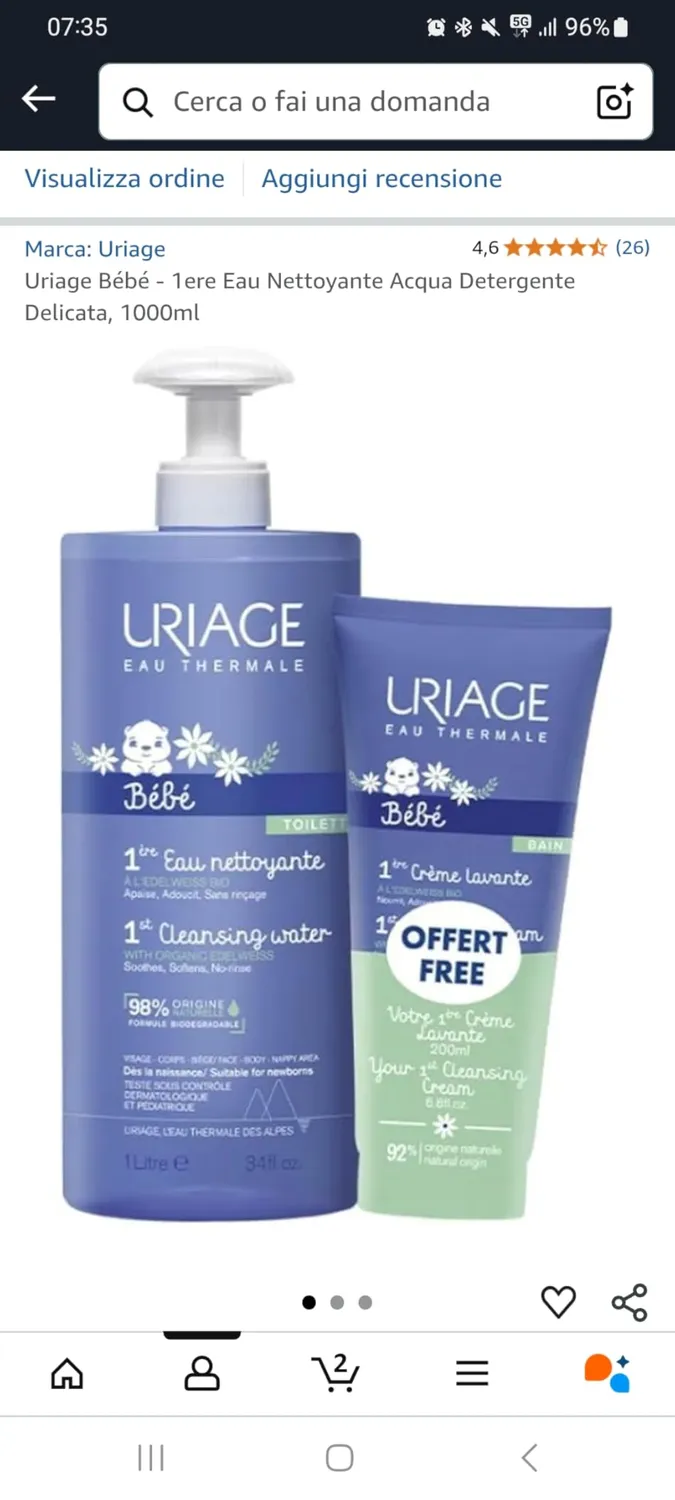 Uriage Bébé 1ère Eau Acqua Detergente 1L delicata