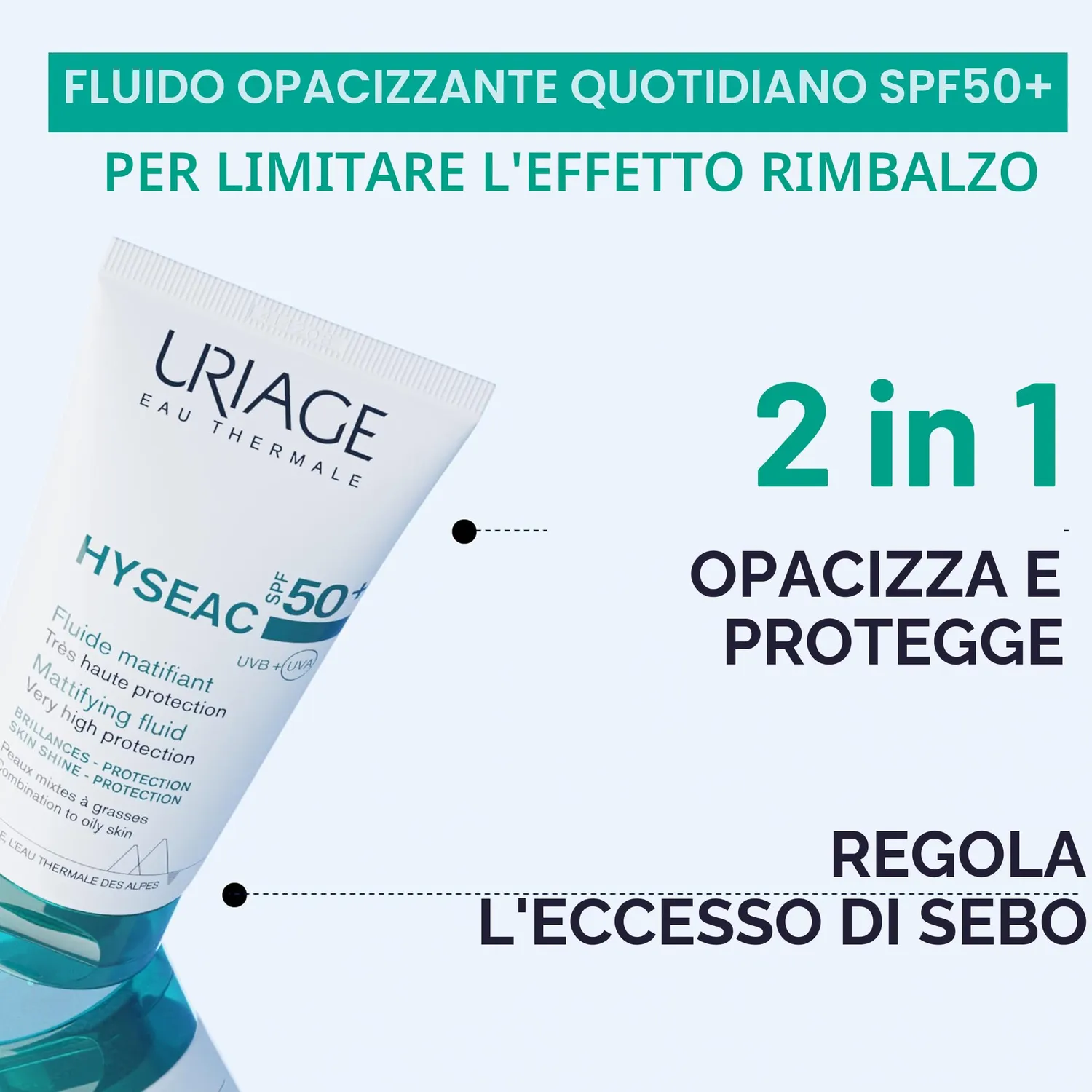 Uriage Hyséac Fluido Opacizzante SPF50+ Sebo