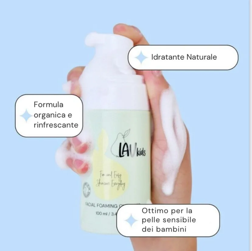LavKids Mousse detergente viso pera e camomilla soap-free