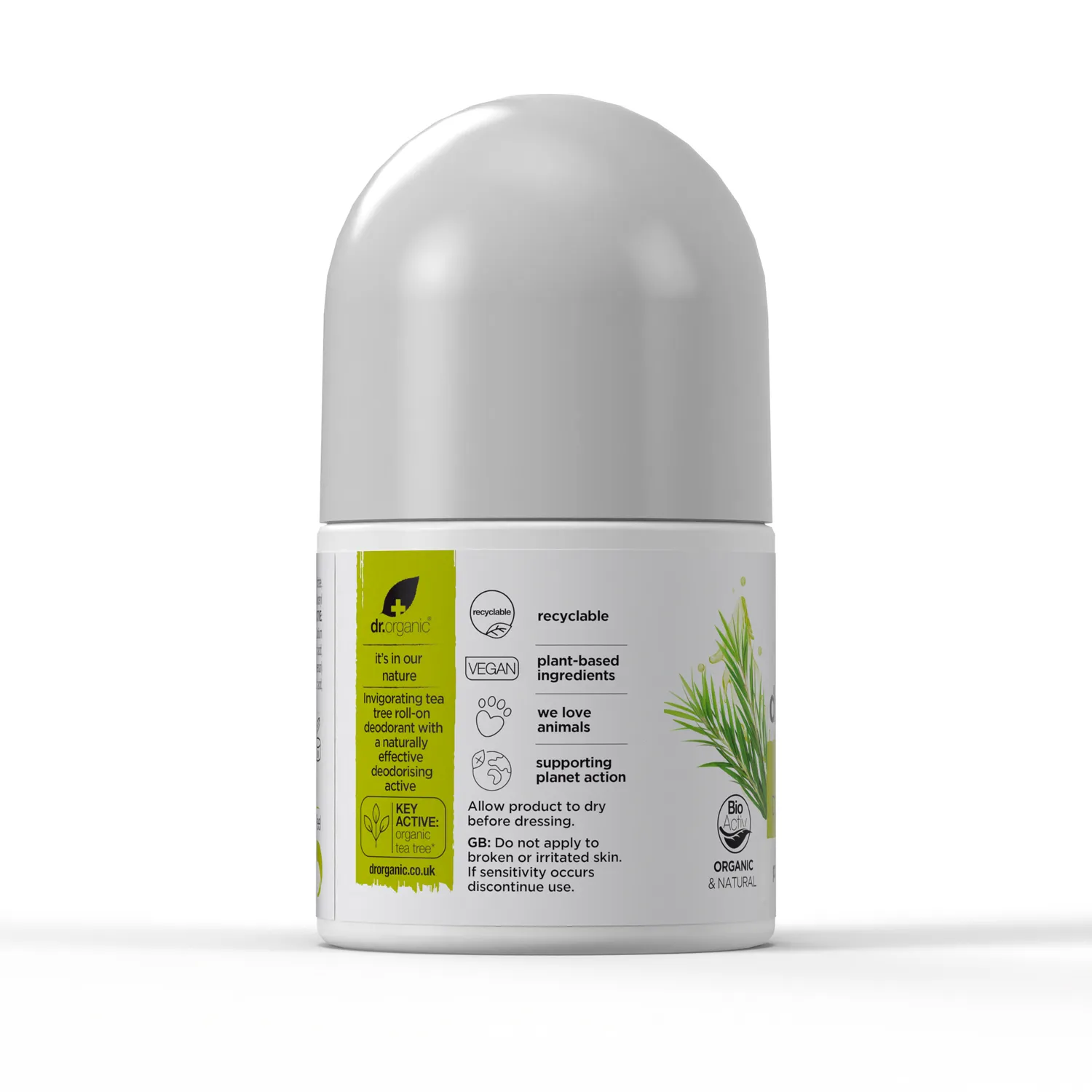 Dr Organic Tea Tree Deodorant deodorante roll-on 50ml fresco