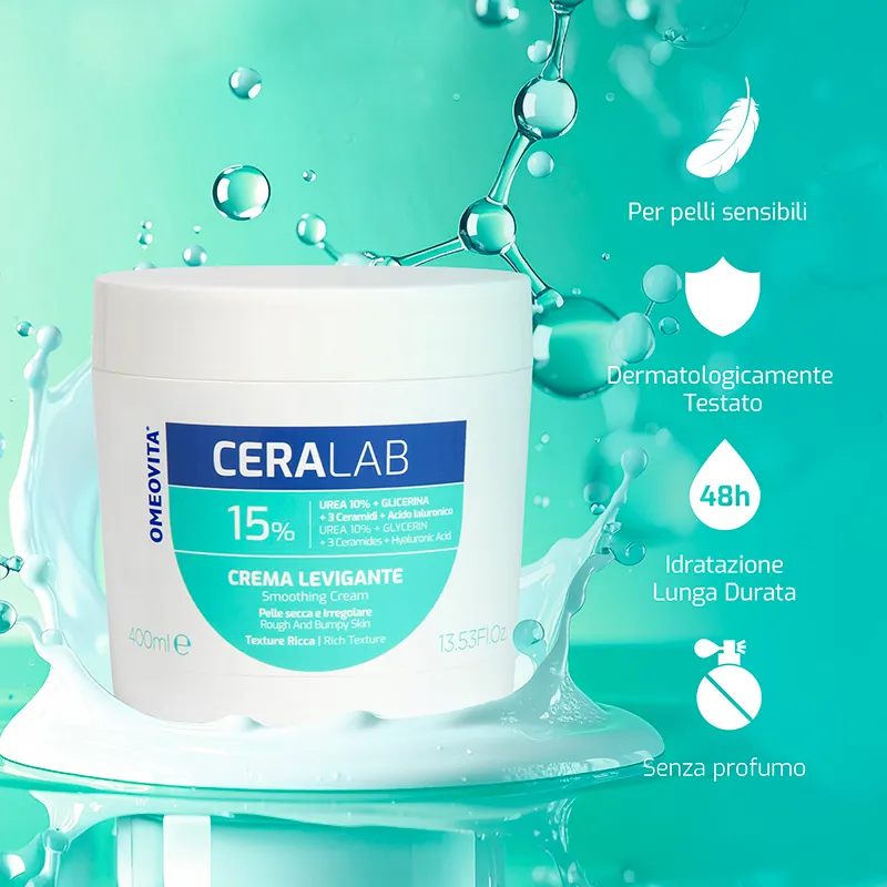 Omeovita CeraLab Crema Levigante corpo urea 10% esfoliante