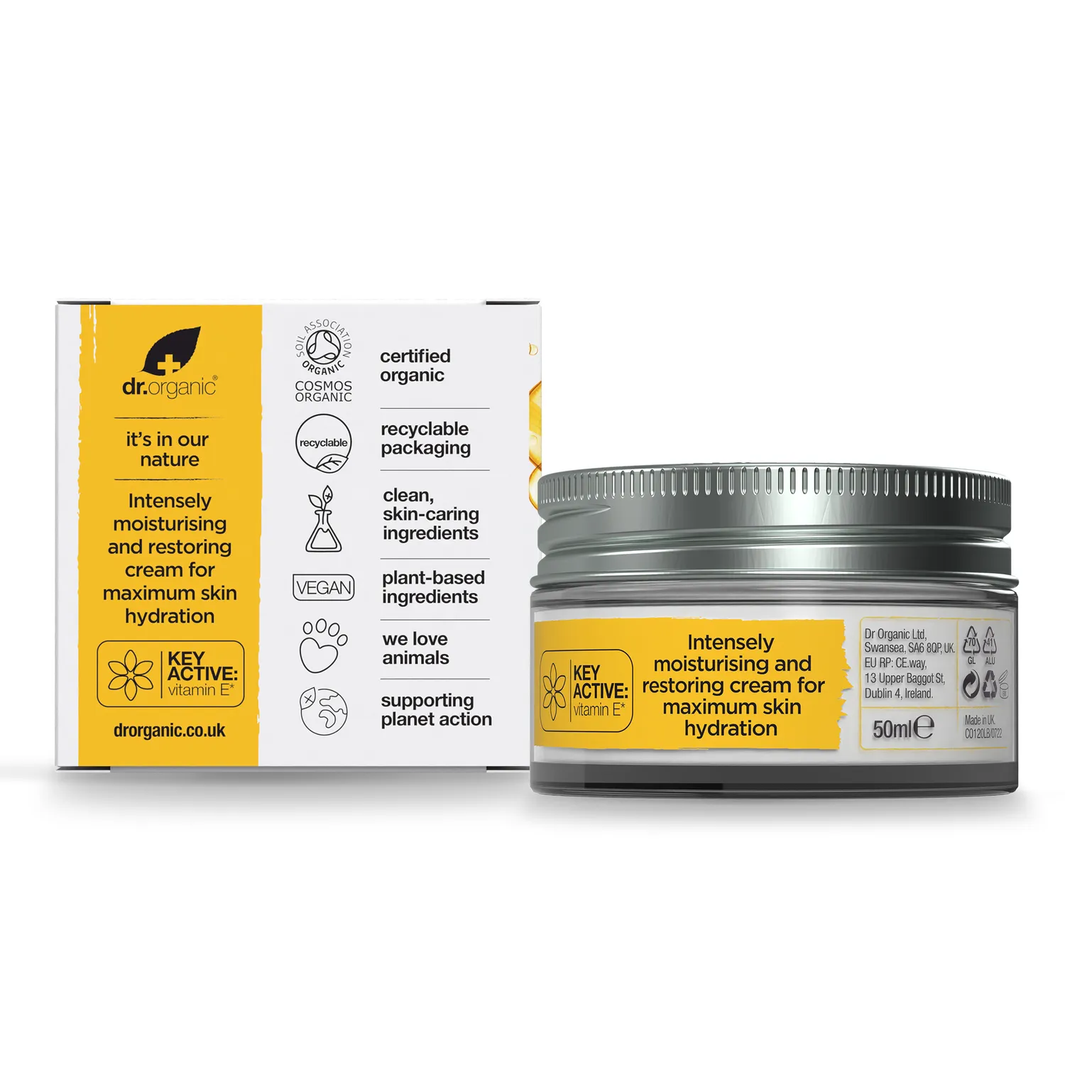 Dr Organic Vitamin E Crema Viso Idratante 50ml Illuminante