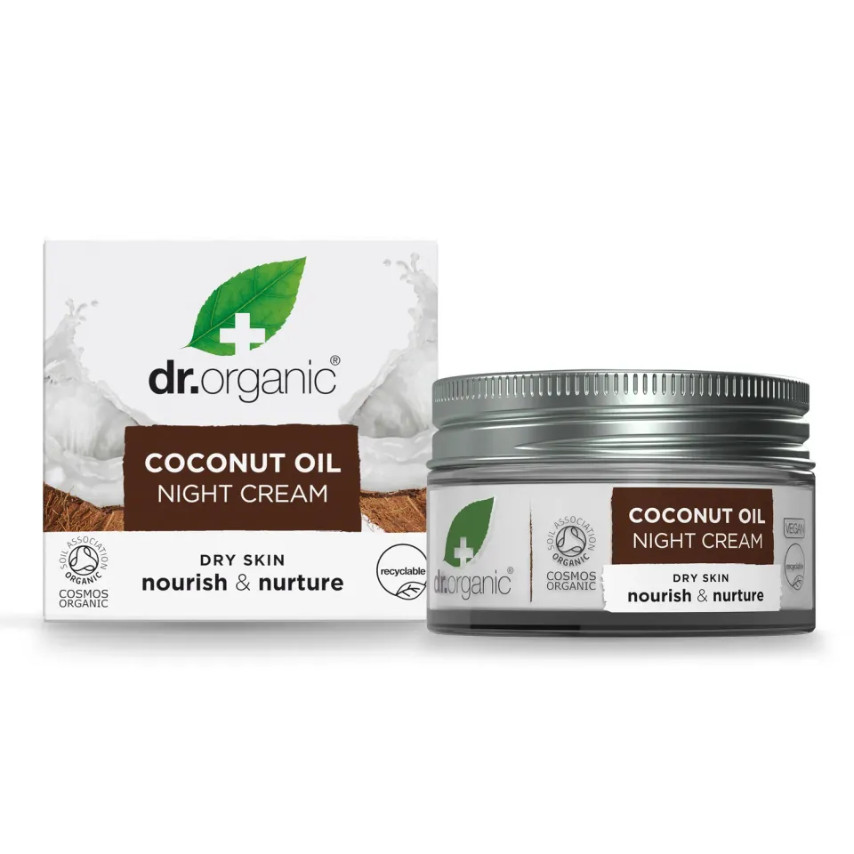 Dr Organic Coconut Oil crema viso notte 50ml pelle secca