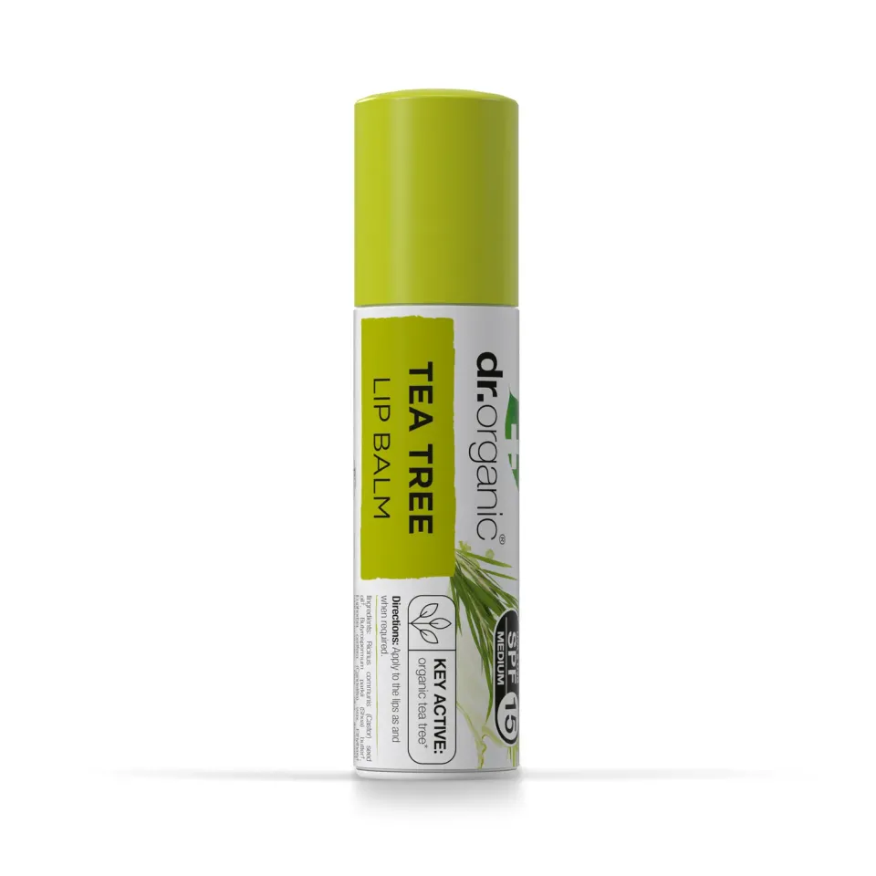 Dr Organic Tea Tree balsamo labbra stick 5,7ml SPF15