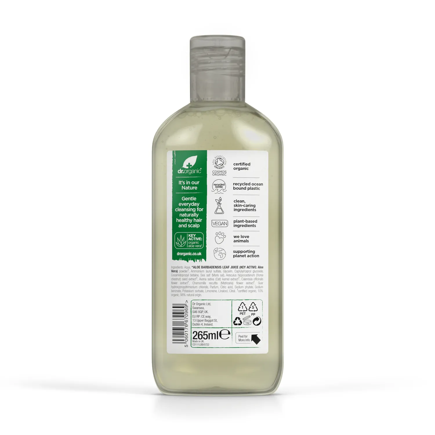 Dr Organic Aloe Vera Shampoo 265ml Capelli Danneggiati