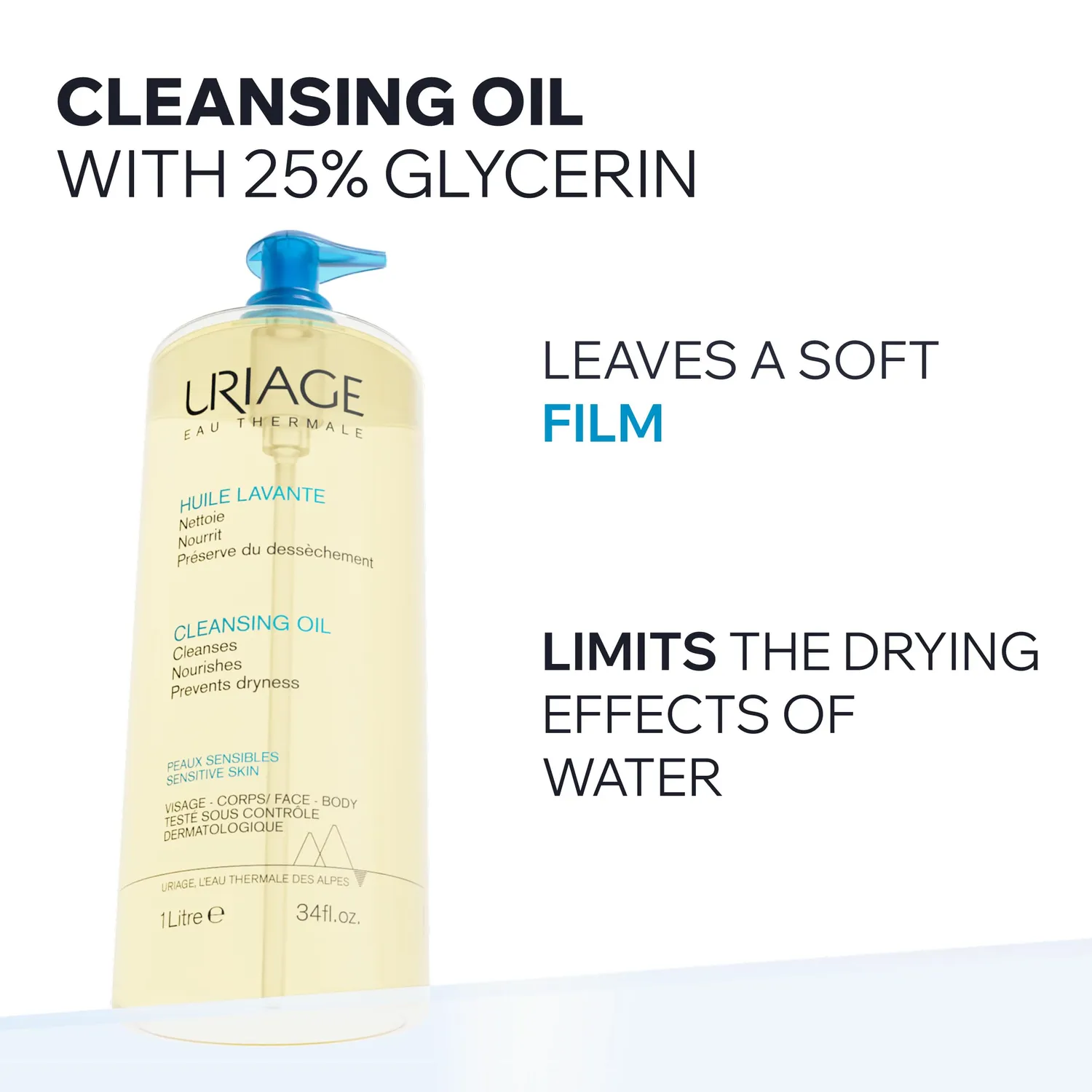 Uriage Eau Thermale Olio Doccia 1 L viso e corpo secco