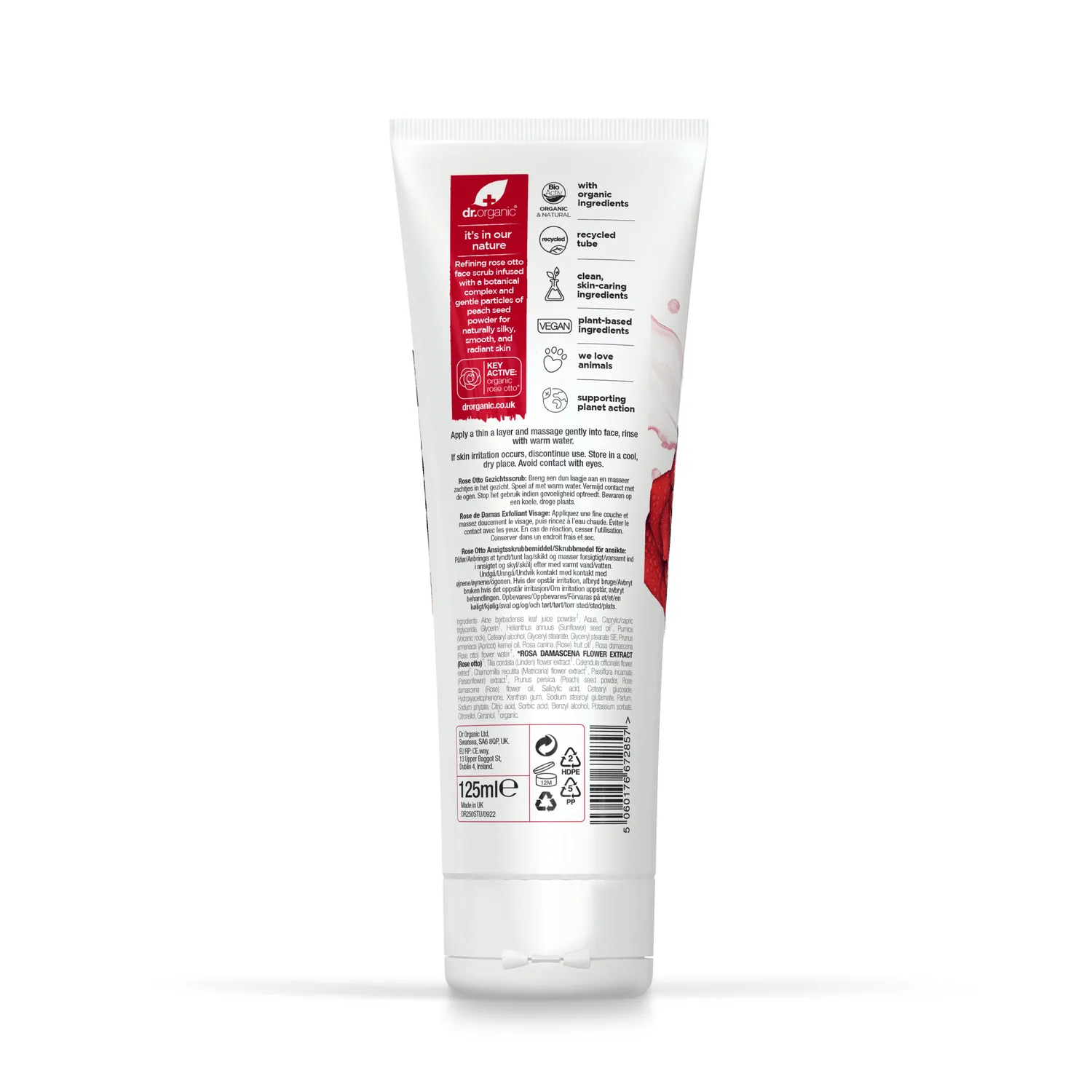 Dr Organic Rose Otto Face Scrub Esfoliante Viso 125 ml