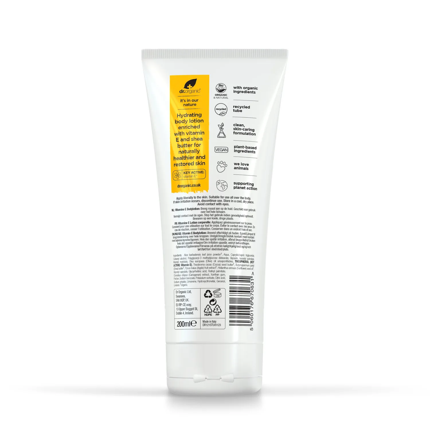 Dr Organic Vitamin E crema corpo 200ml pelle secca