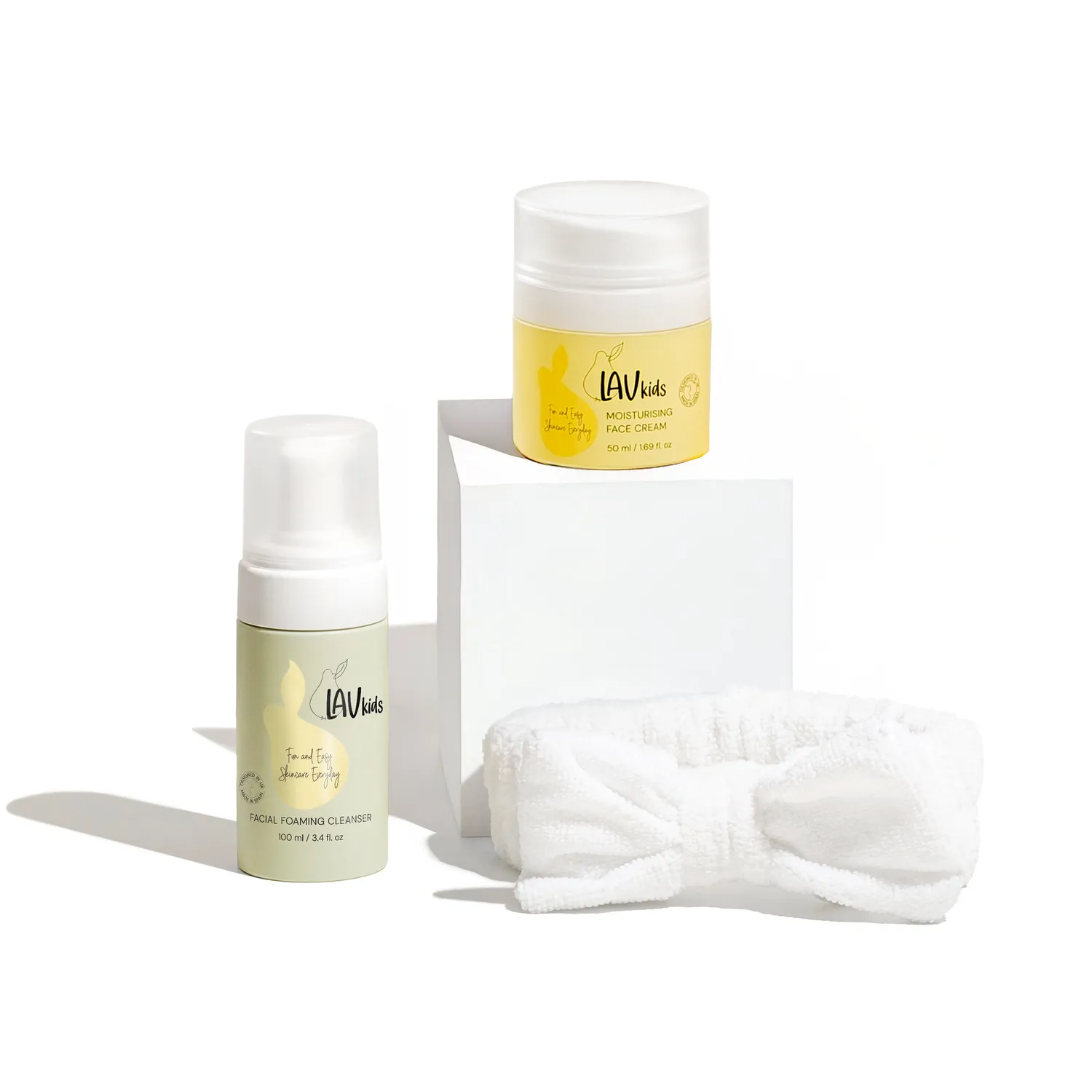 LavKids Kit Viso Schiuma Detergente e Crema con Fascia e Pochette