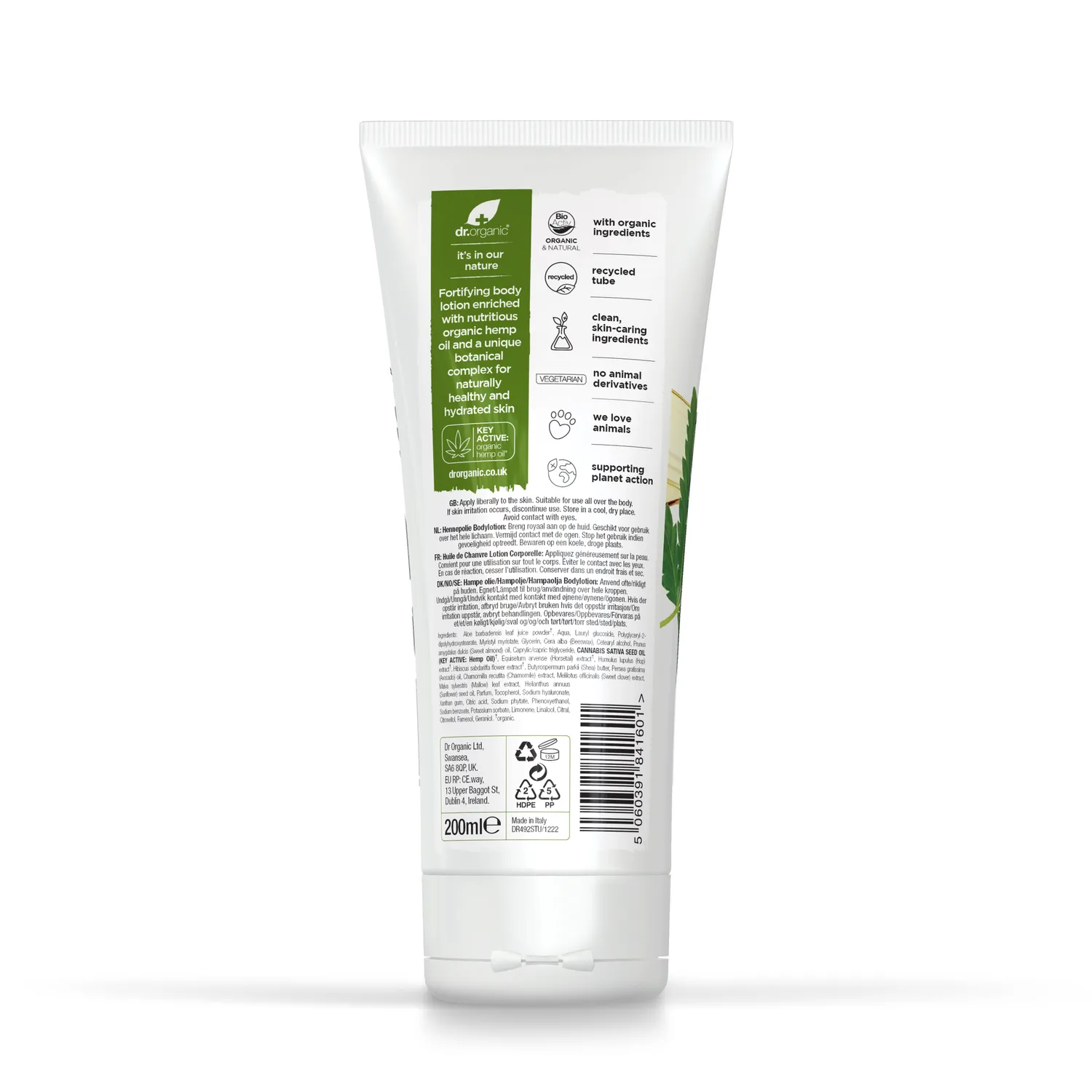 Dr Organic Hemp Rescue crema corpo canapa 200ml idratante