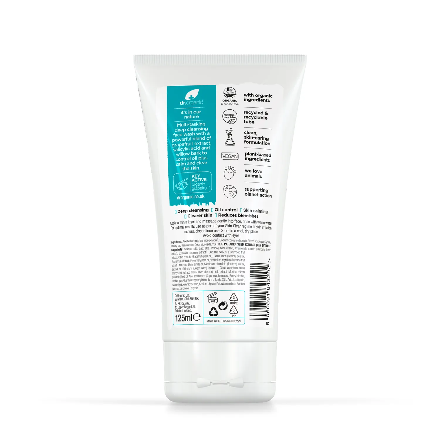 Dr Organic Skin Clear detergente viso 125ml purificante