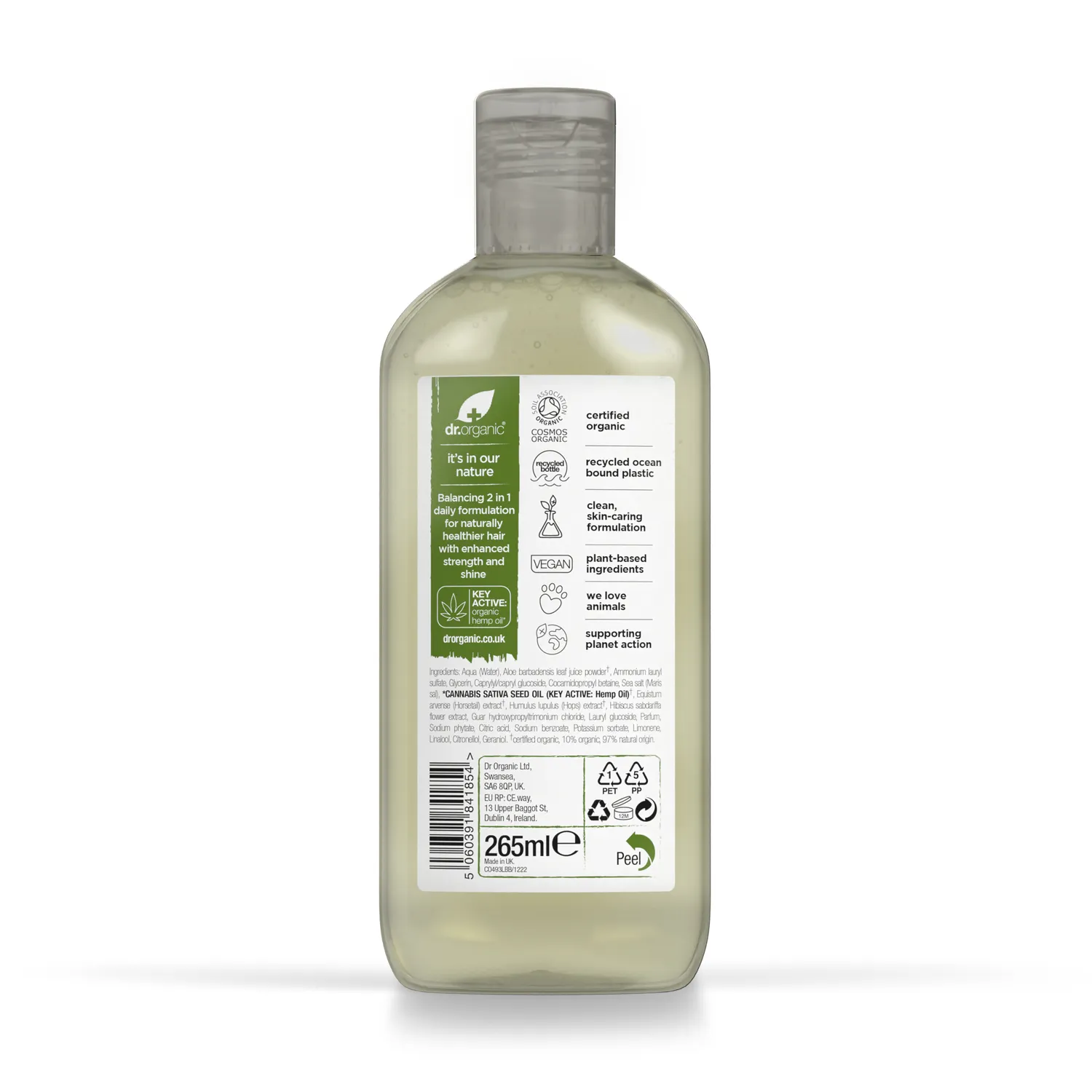 Dr Organic Hemp shampoo balsamo 2in1 265ml canapa