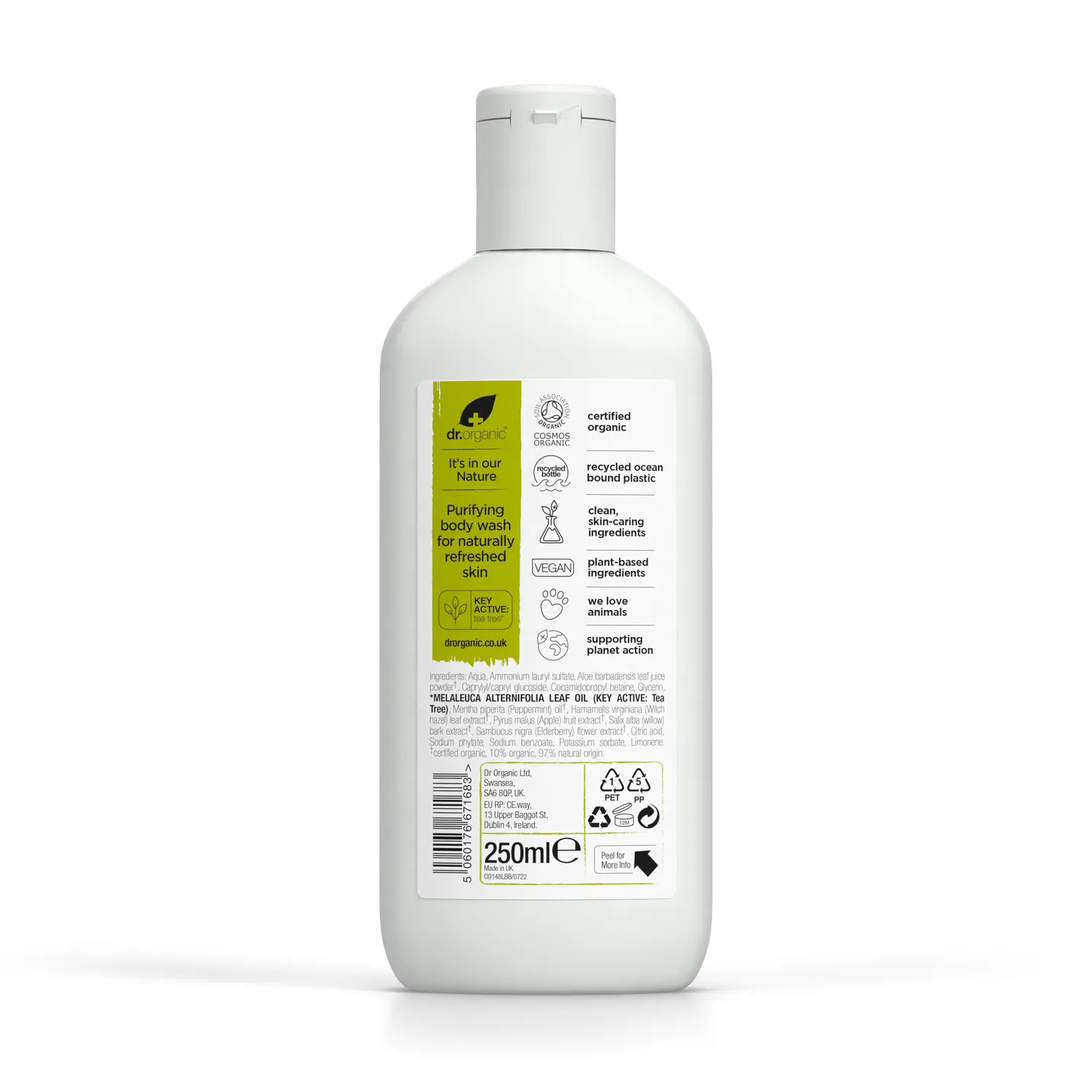 Dr Organic Tea Tree Body Wash detergente corpo 250ml purificante