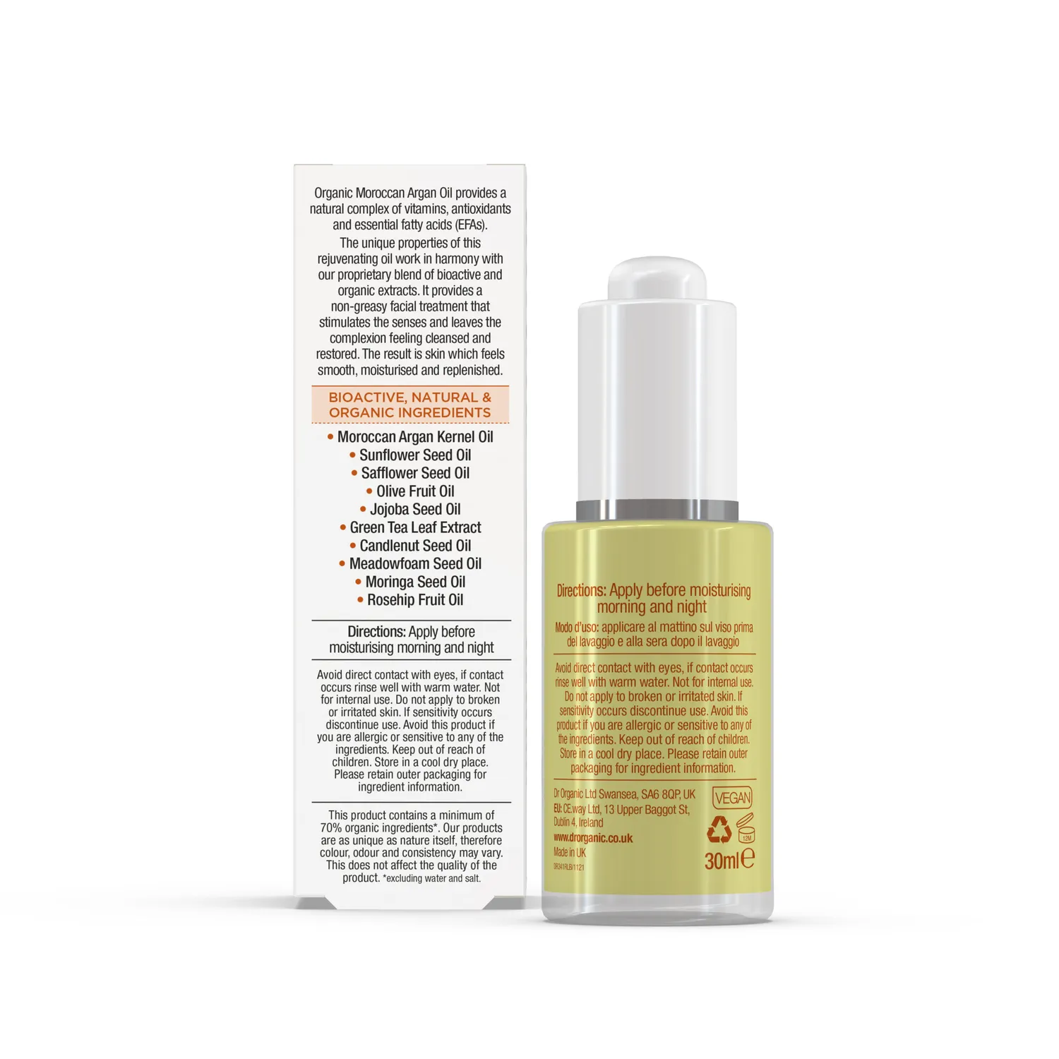 Dr Organic Moroccan Argan Oil viso 30ml emolliente