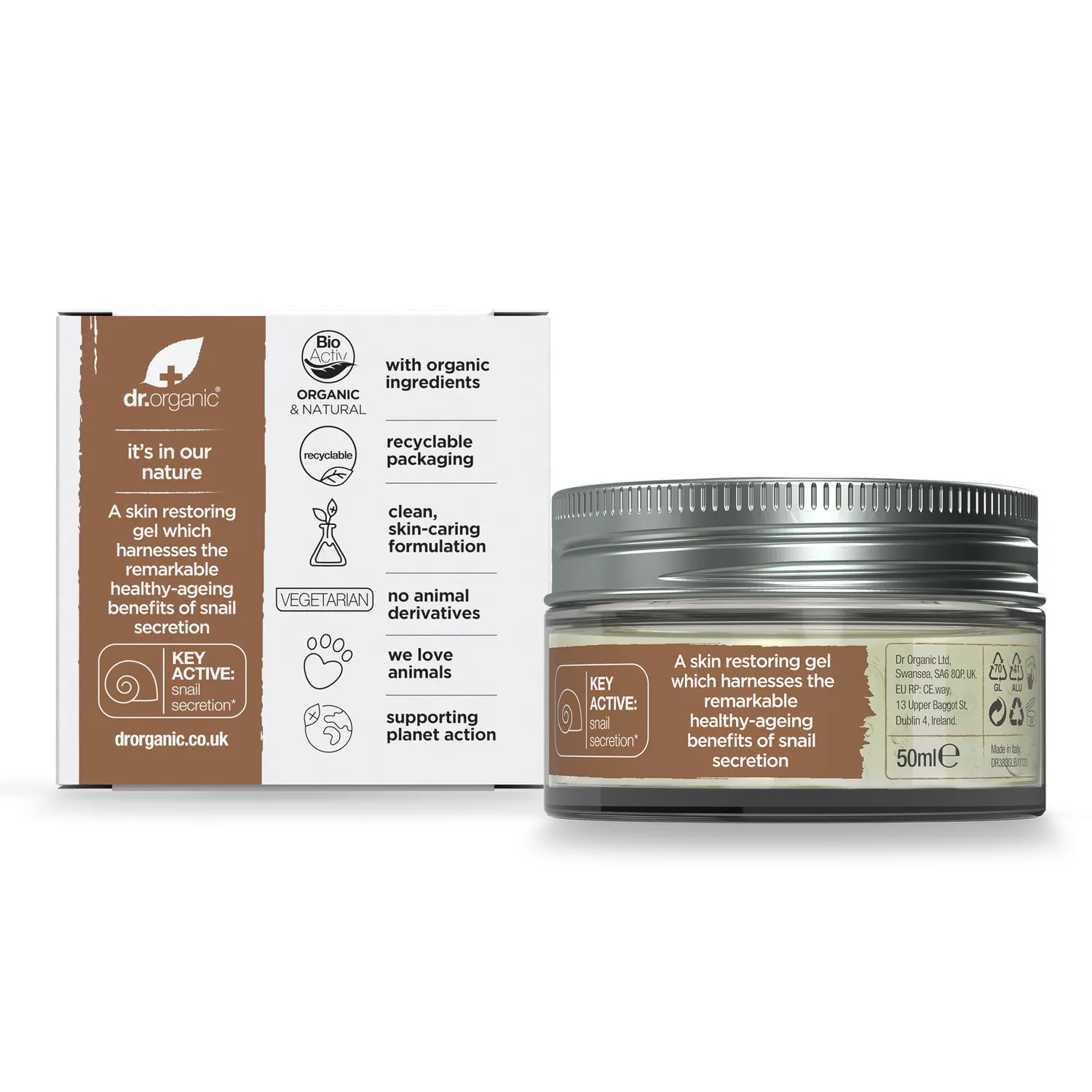 Dr Organic Snail Gel gel viso 50ml bava lumaca