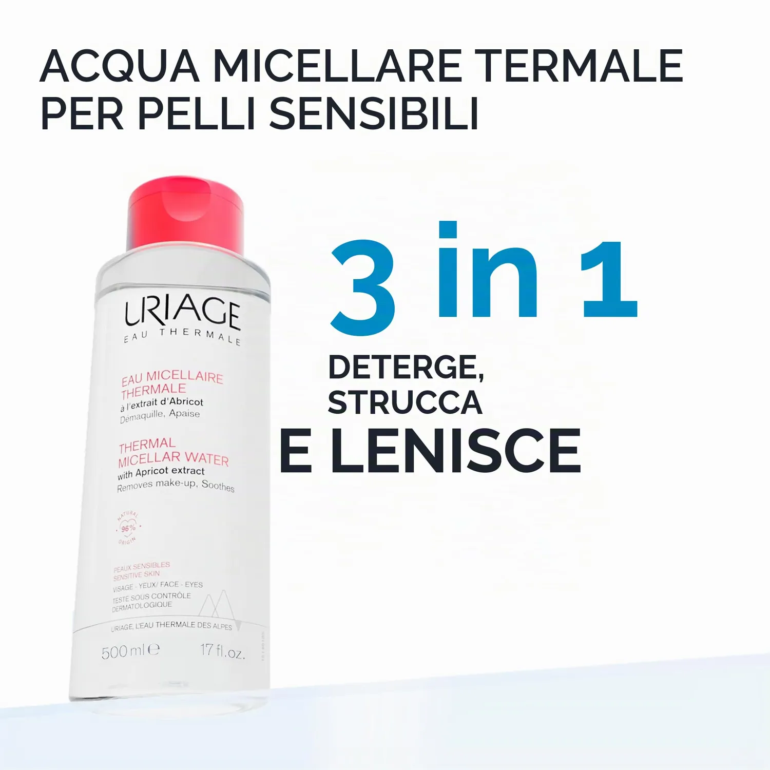 Uriage Eau Thermale Acqua Micellare Albicocca 500 ml 3in1