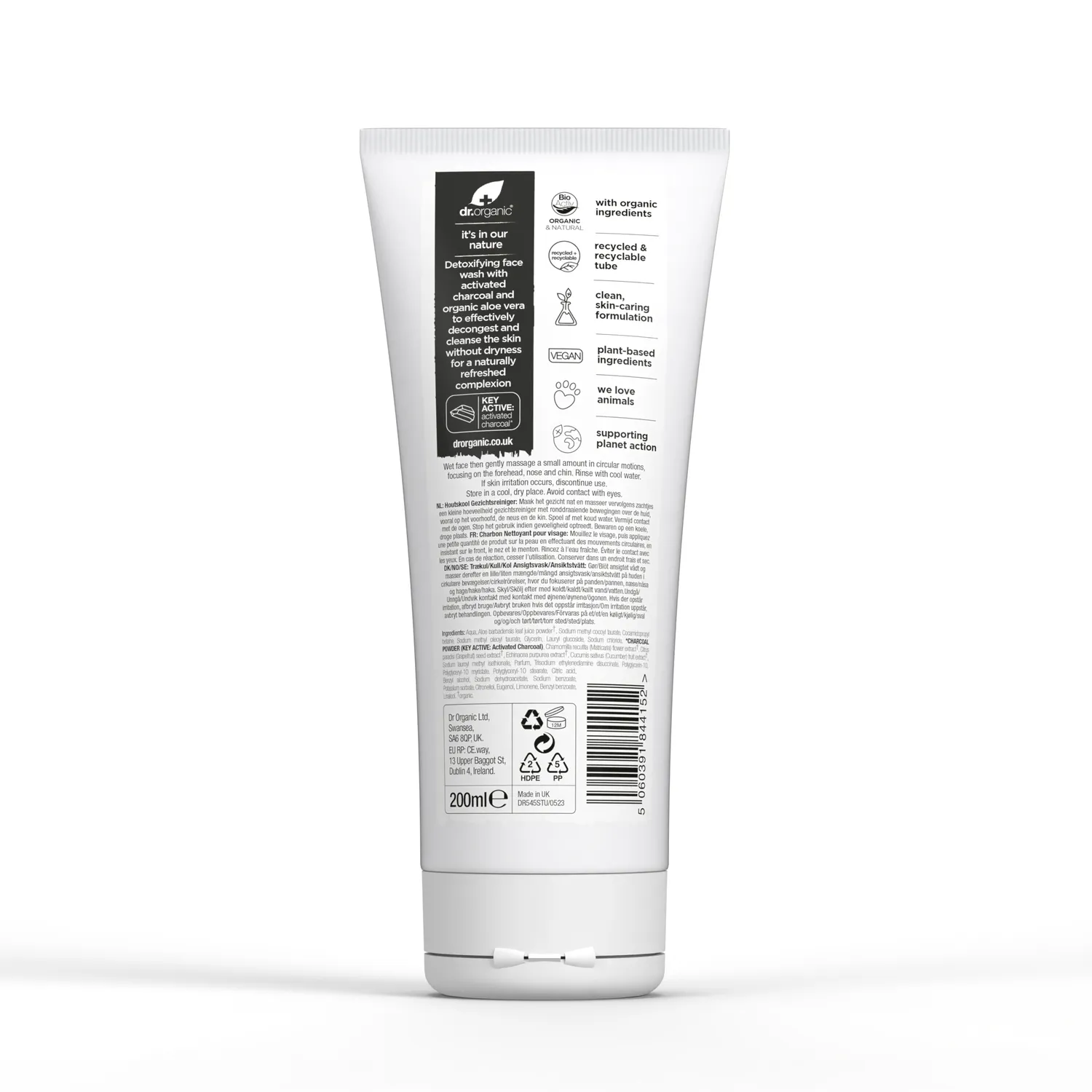 Dr Organic Charcoal detergente viso 200ml purificante