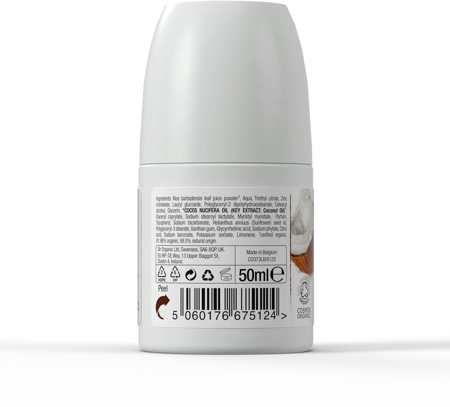 Dr Organic Coconut Oil deodorante roll-on 50ml senza alluminio