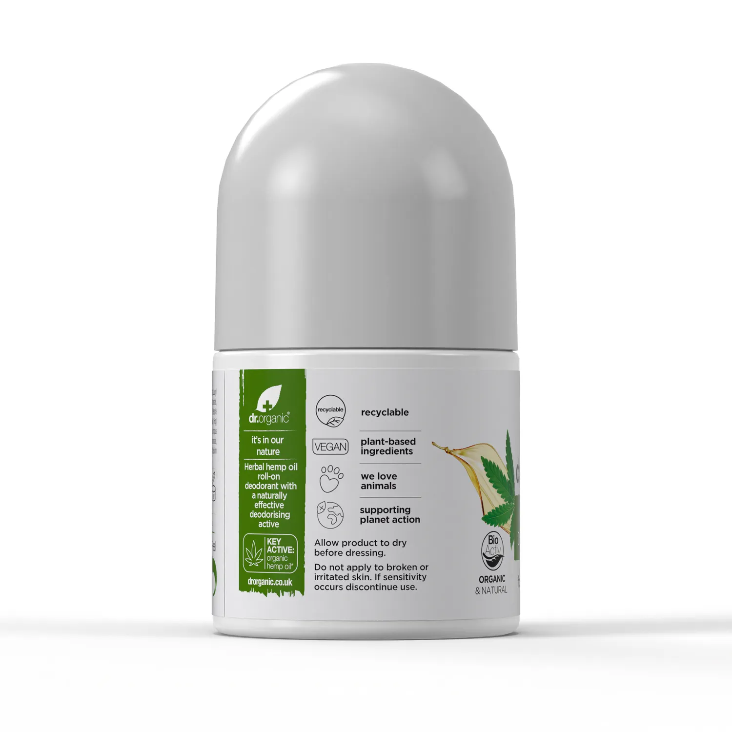 Dr Organic Hemp Oil deodorante roll-on 50ml senza alluminio