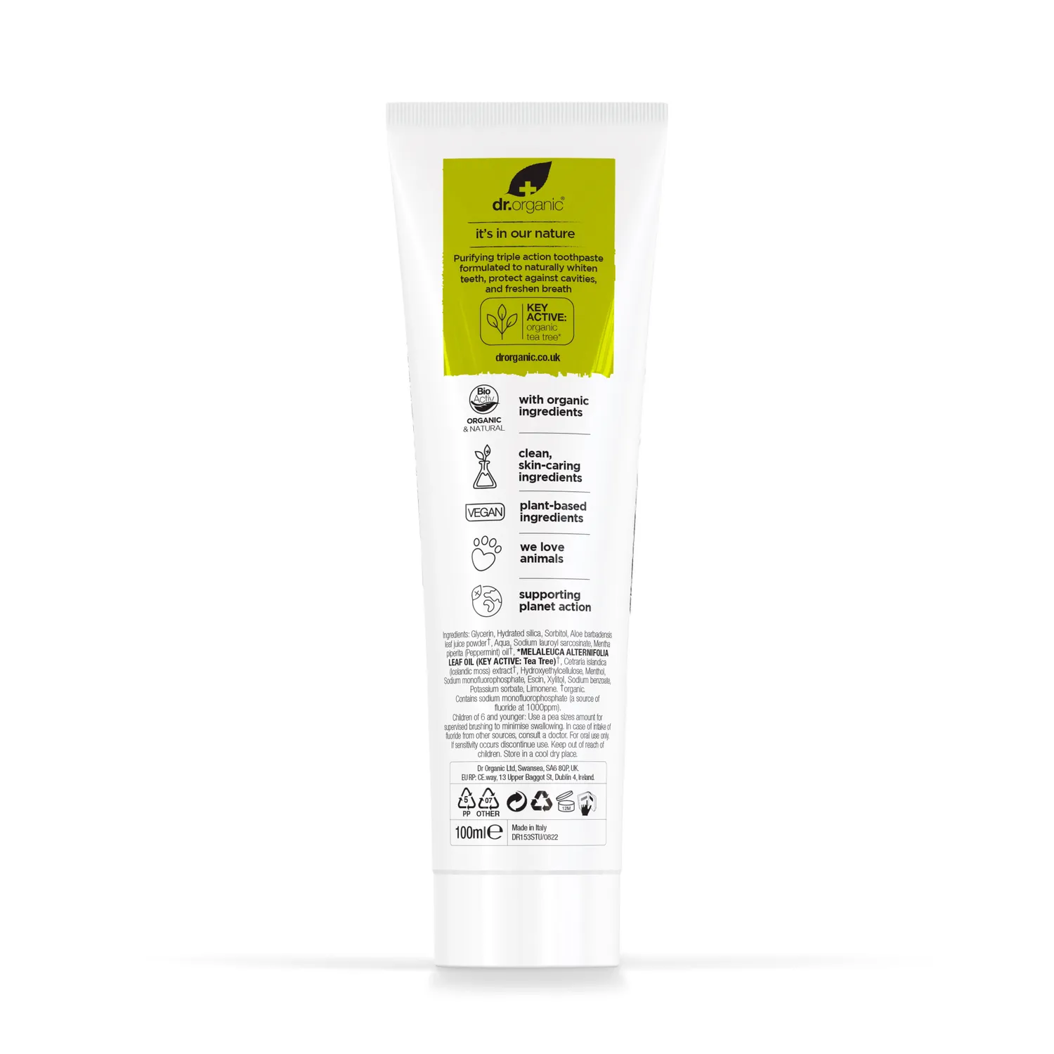 Dr Organic Tea Tree Dentifricio 100ml Menta Fluoro