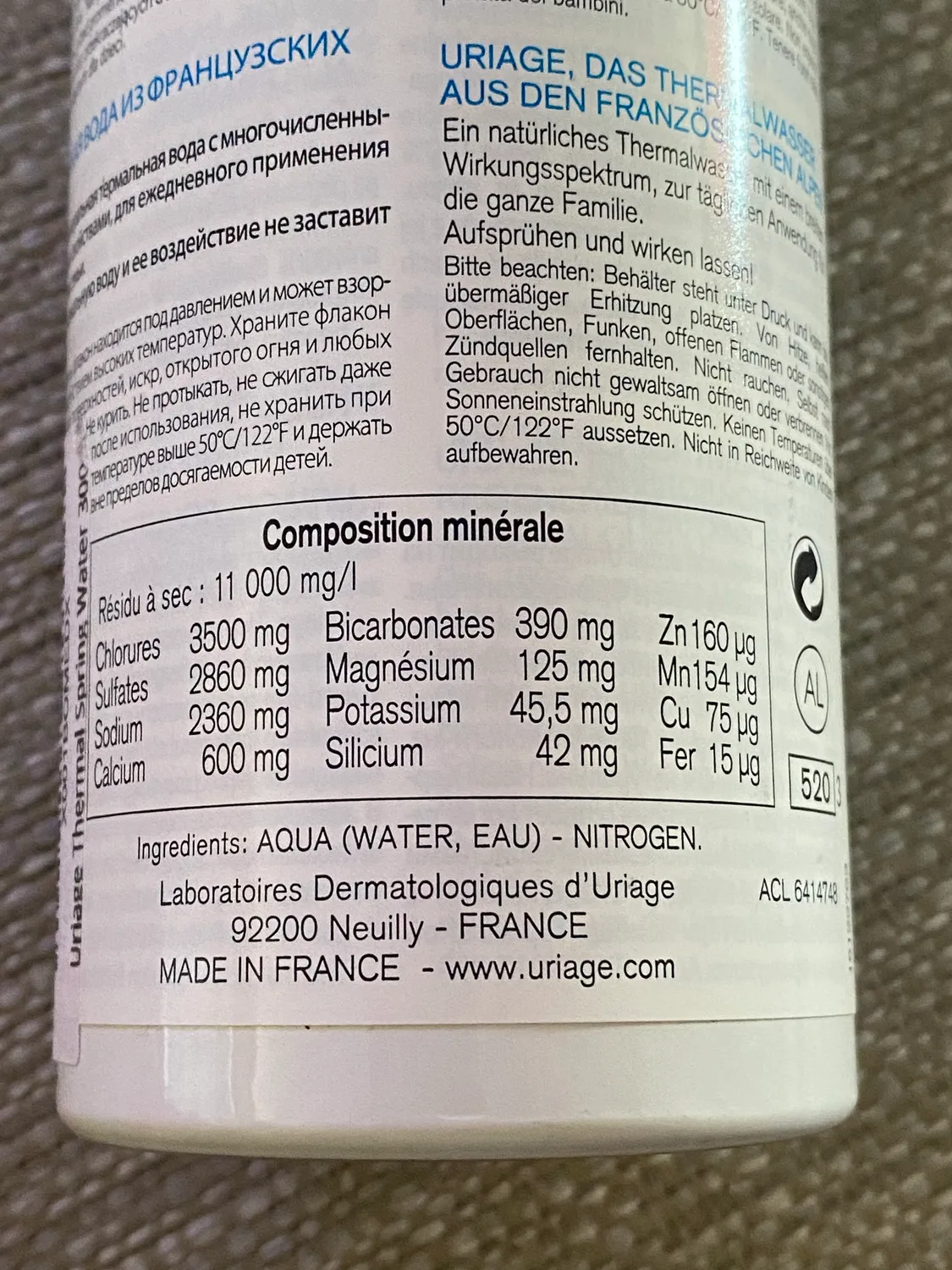 Uriage Eau Thermale Spray Acqua Termale Idratante