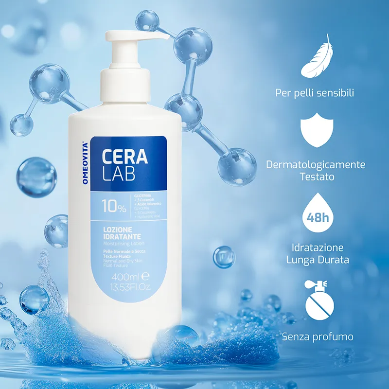 Omeovita CeraLab Lozione Idratante corpo e viso pelli secche
