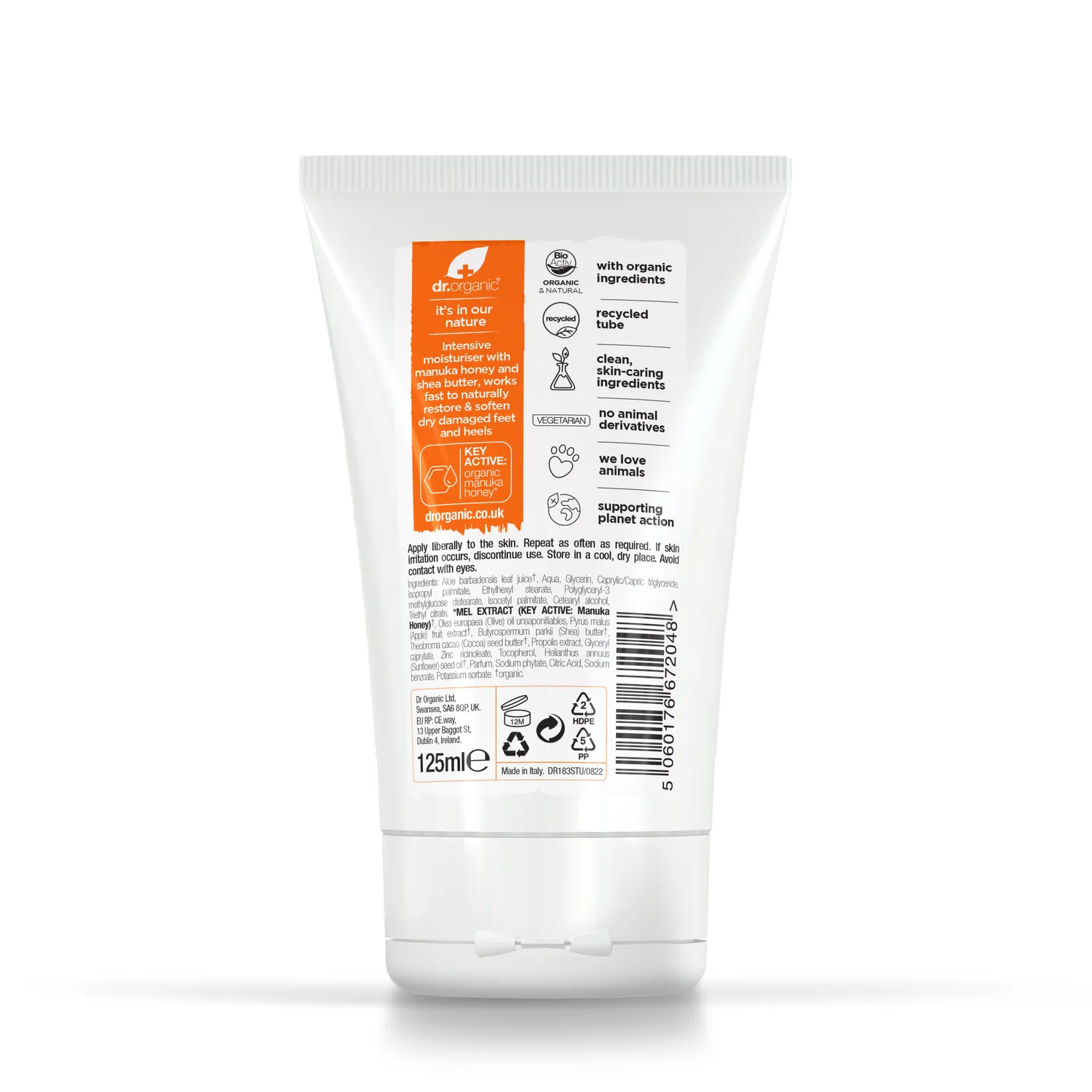 Dr Organic Manuka Honey crema piedi e talloni 125ml nutriente