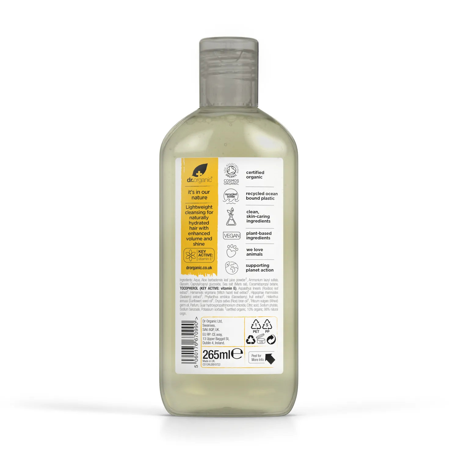Dr Organic Vitamin E Shampoo 265ml per capelli secchi