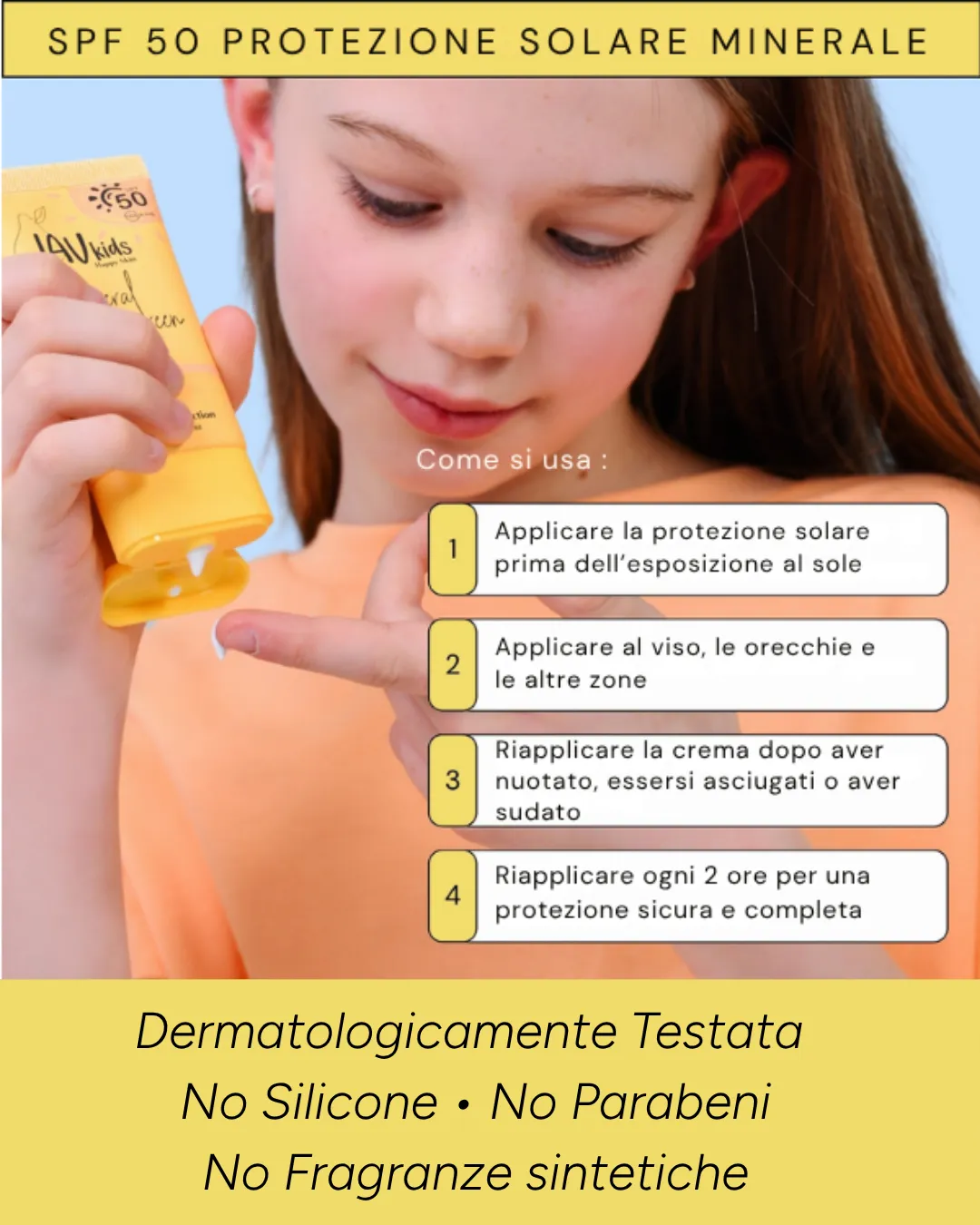 LavKids Solare Viso crema solare SPF50 minerale