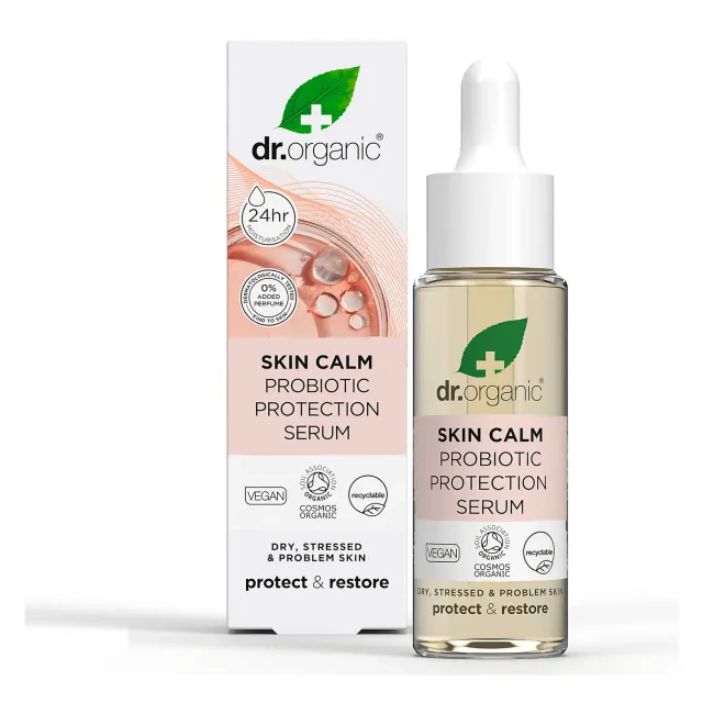 Dr Organic Skin Calm Protection Serum viso probiotico