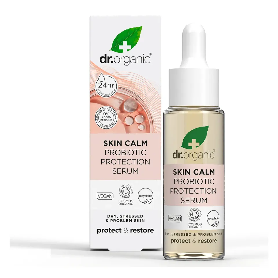 Dr Organic Skin Calm Protection Serum viso probiotico