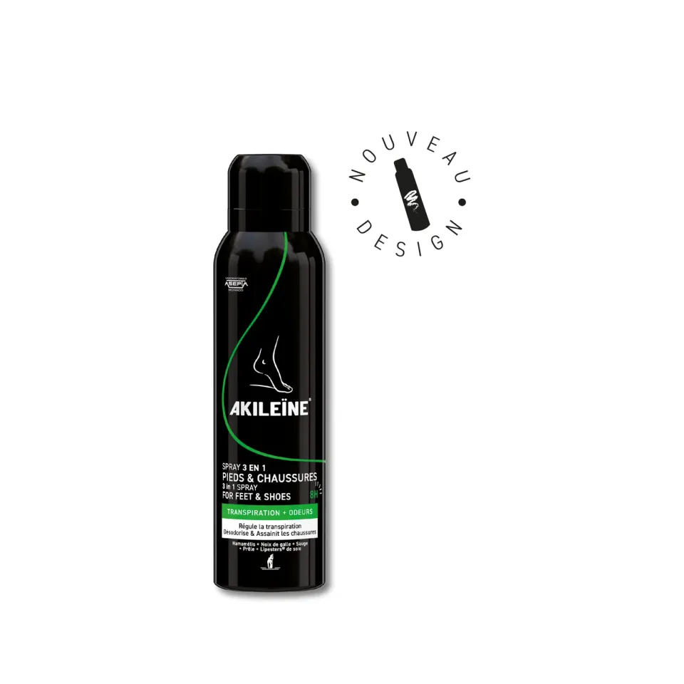 Akileïne Verde Spray Piedi e Calzature 3-in-1 rinfrescante