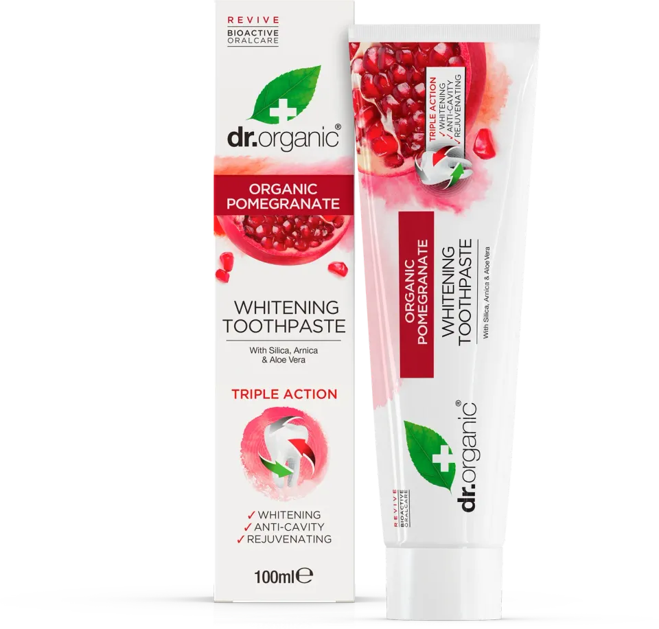 Dr Organic Pomegranate dentifricio 100ml al fluoro menta