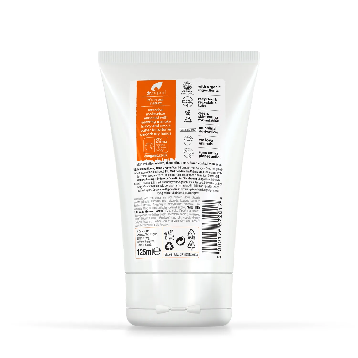 Dr Organic Manuka Honey crema mani 125ml pelle secca
