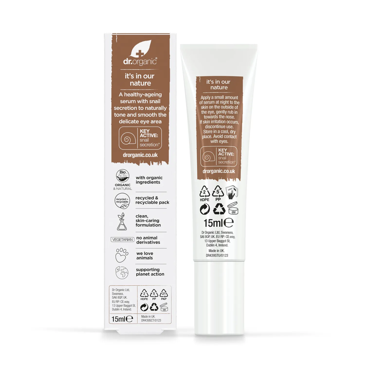 Dr Organic Snail siero contorno occhi 15ml senza profumo