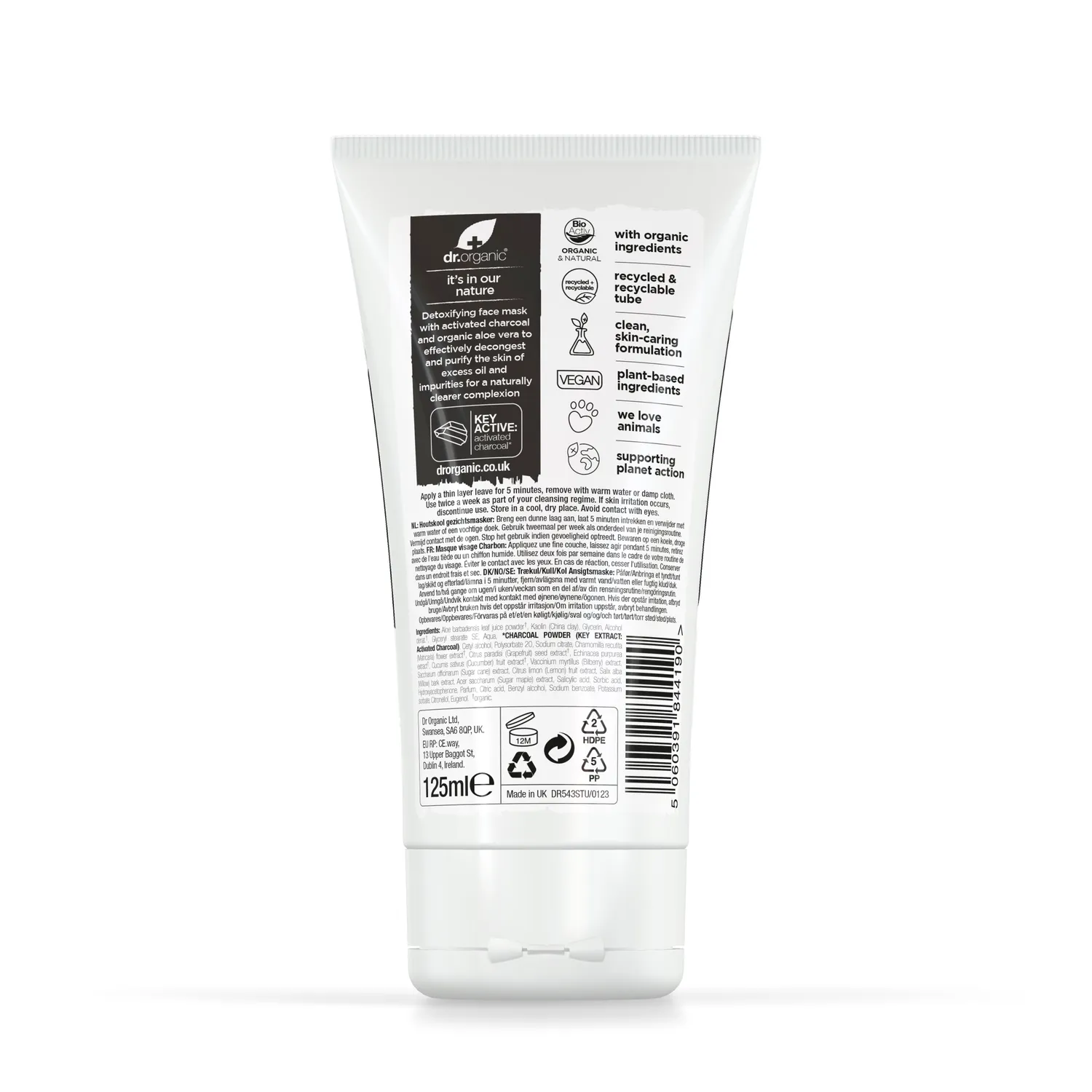 Dr Organic Charcoal Maschera Viso Carbone Attivo 125ml Detox