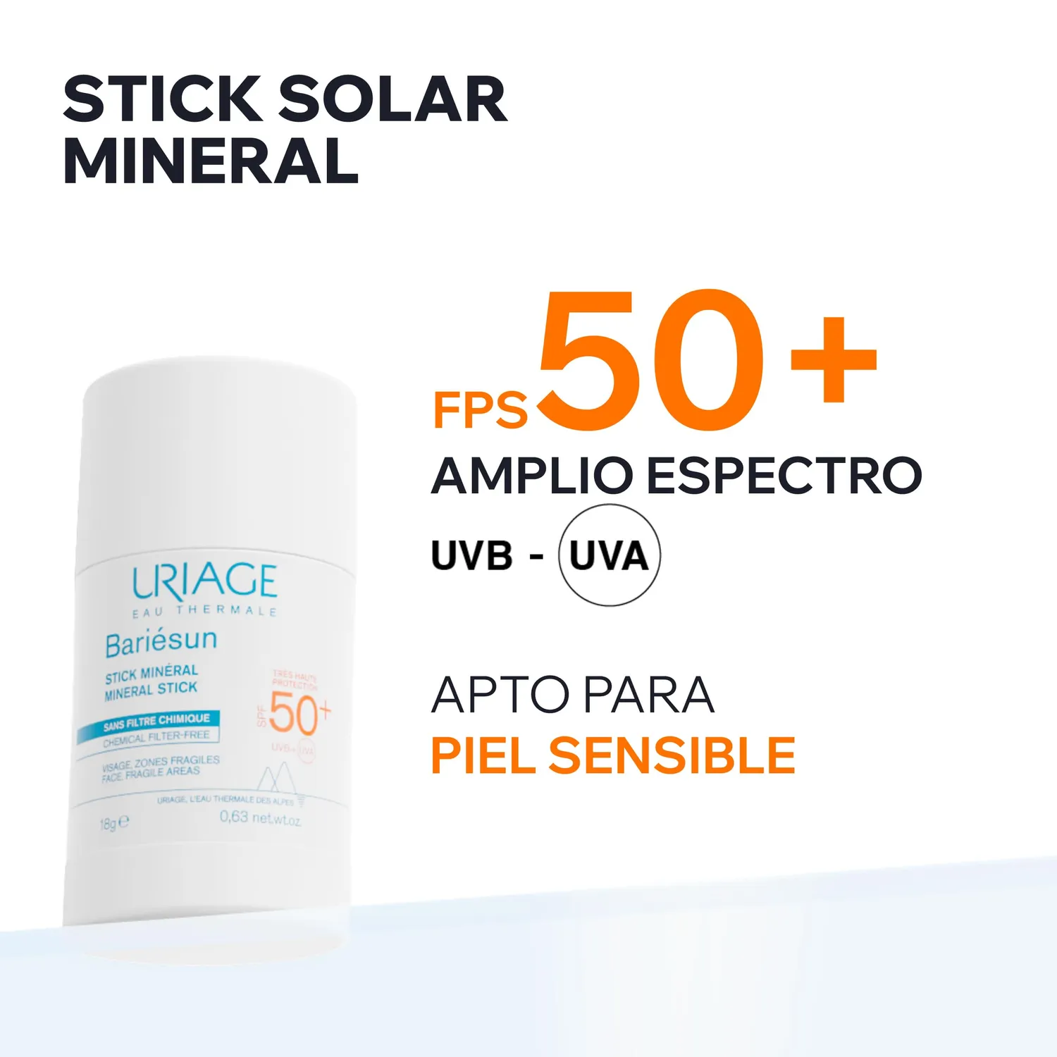 Uriage Bariésun Stick Solare Minerale SPF50+ 4g Invisibile
