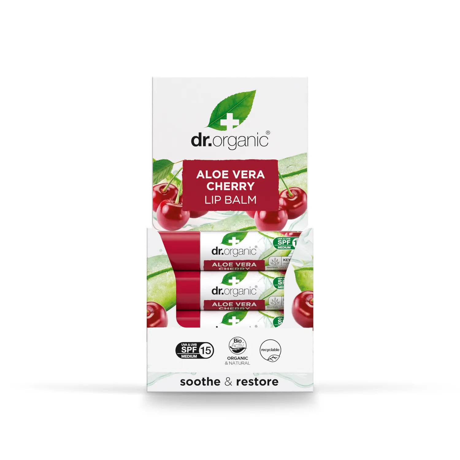 Dr Organic Aloe Vera Cherry Stick Labbra 5,7ml SPF15