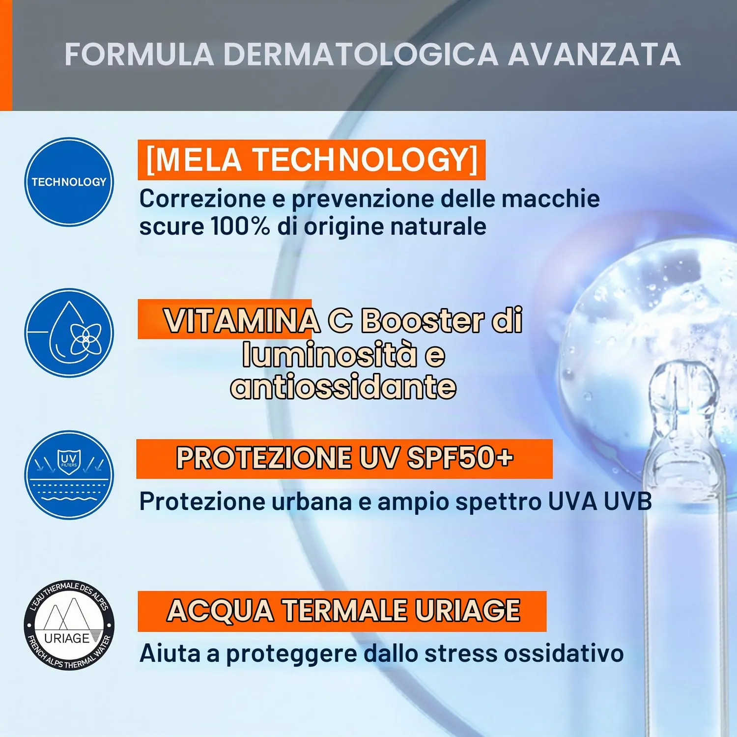 Uriage Depiderm Crema Viso Antimacchie SPF50+ Vitamina C