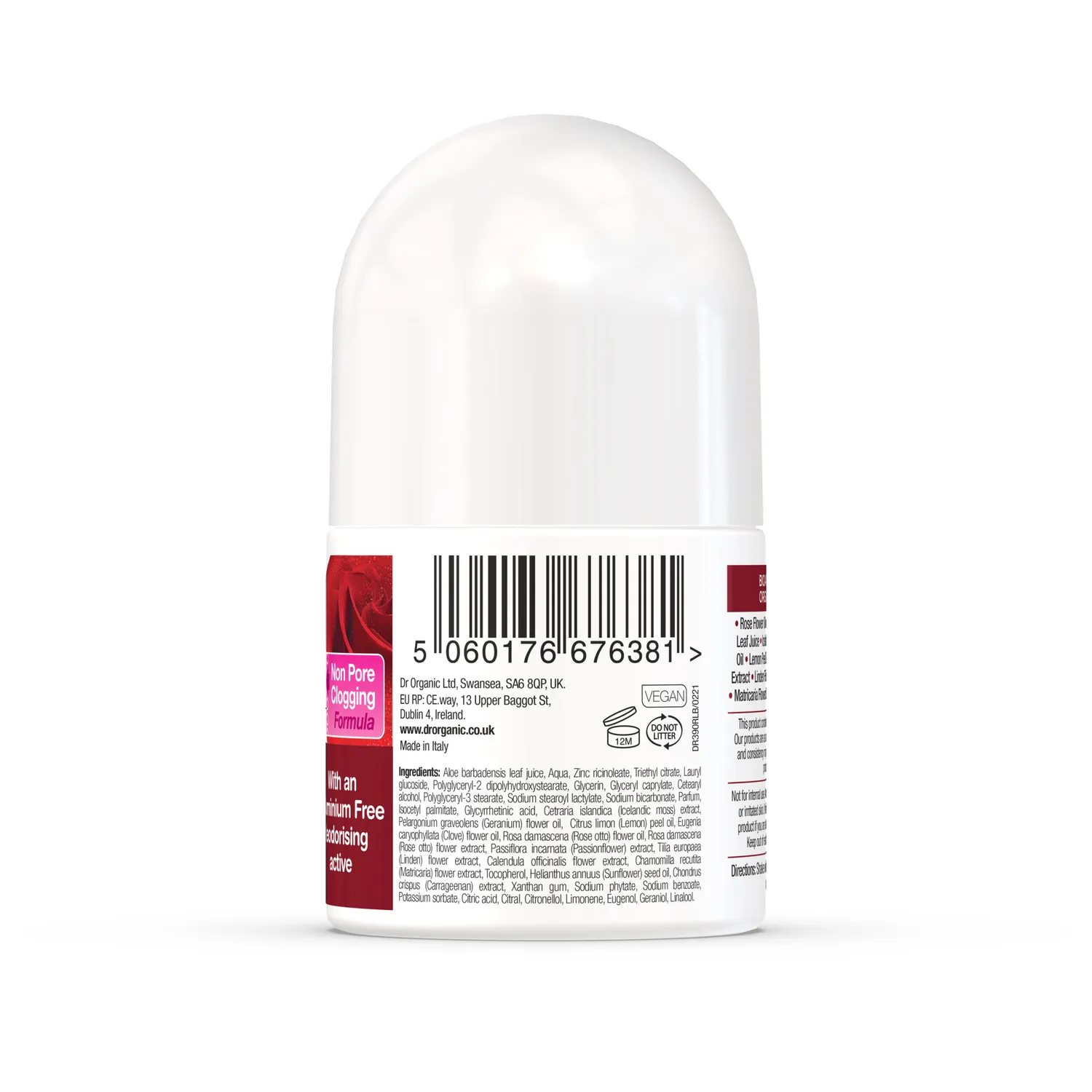 Dr Organic Rose Otto deodorante roll-on 50ml senza alluminio
