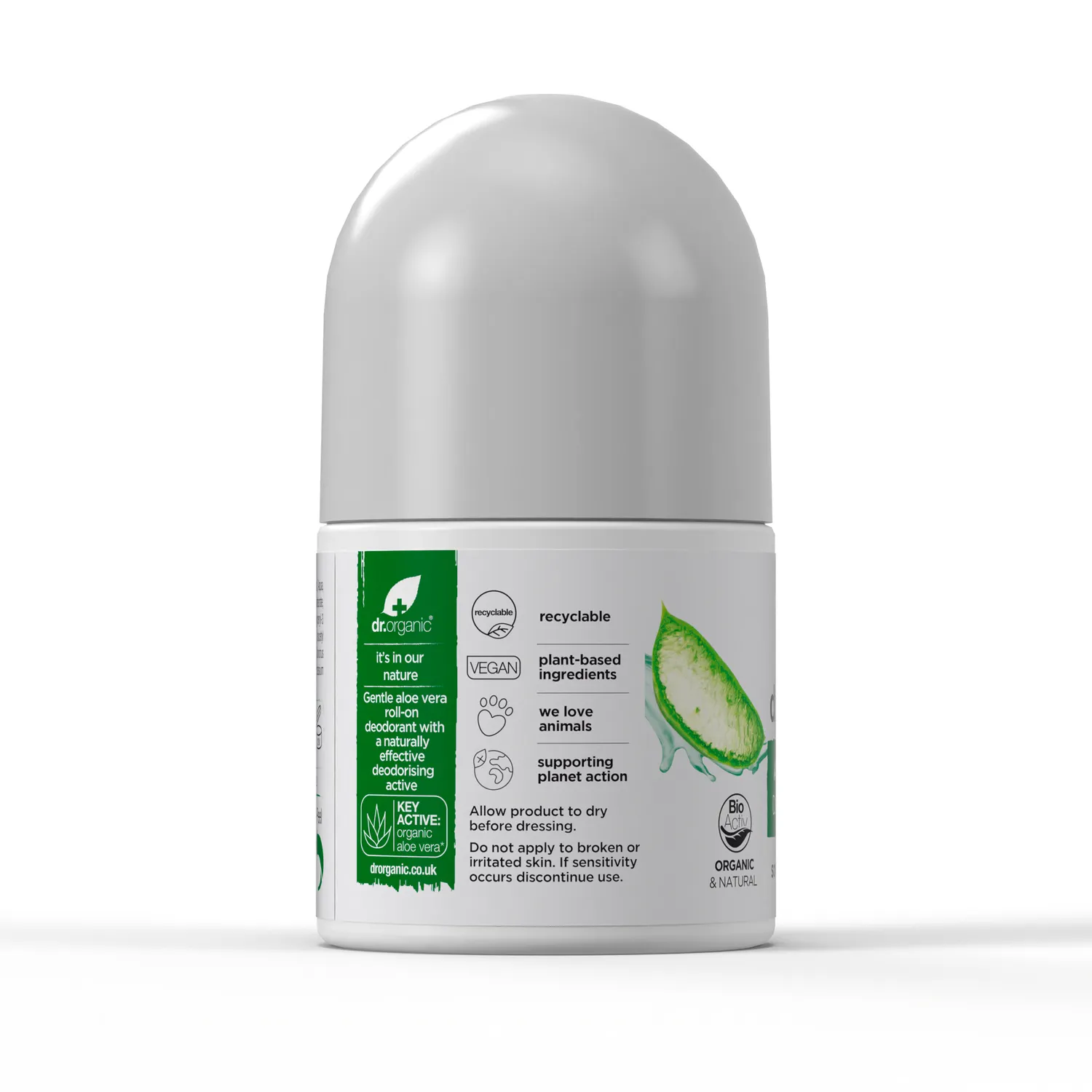Dr Organic Aloe Vera Deodorant deodorante roll-on 50ml lenitivo